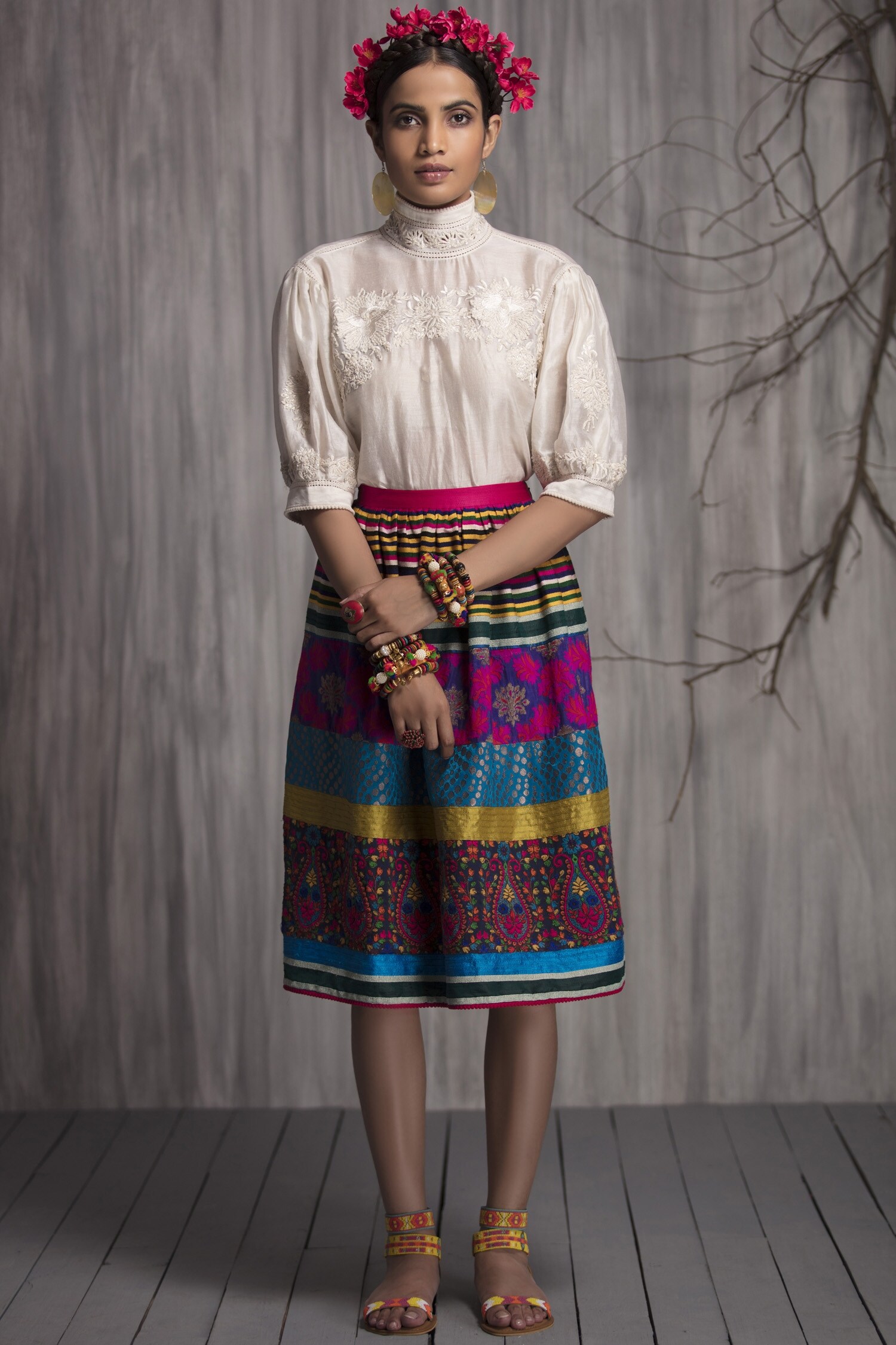 Payal Jain Multi Color Silk Midi Skirt