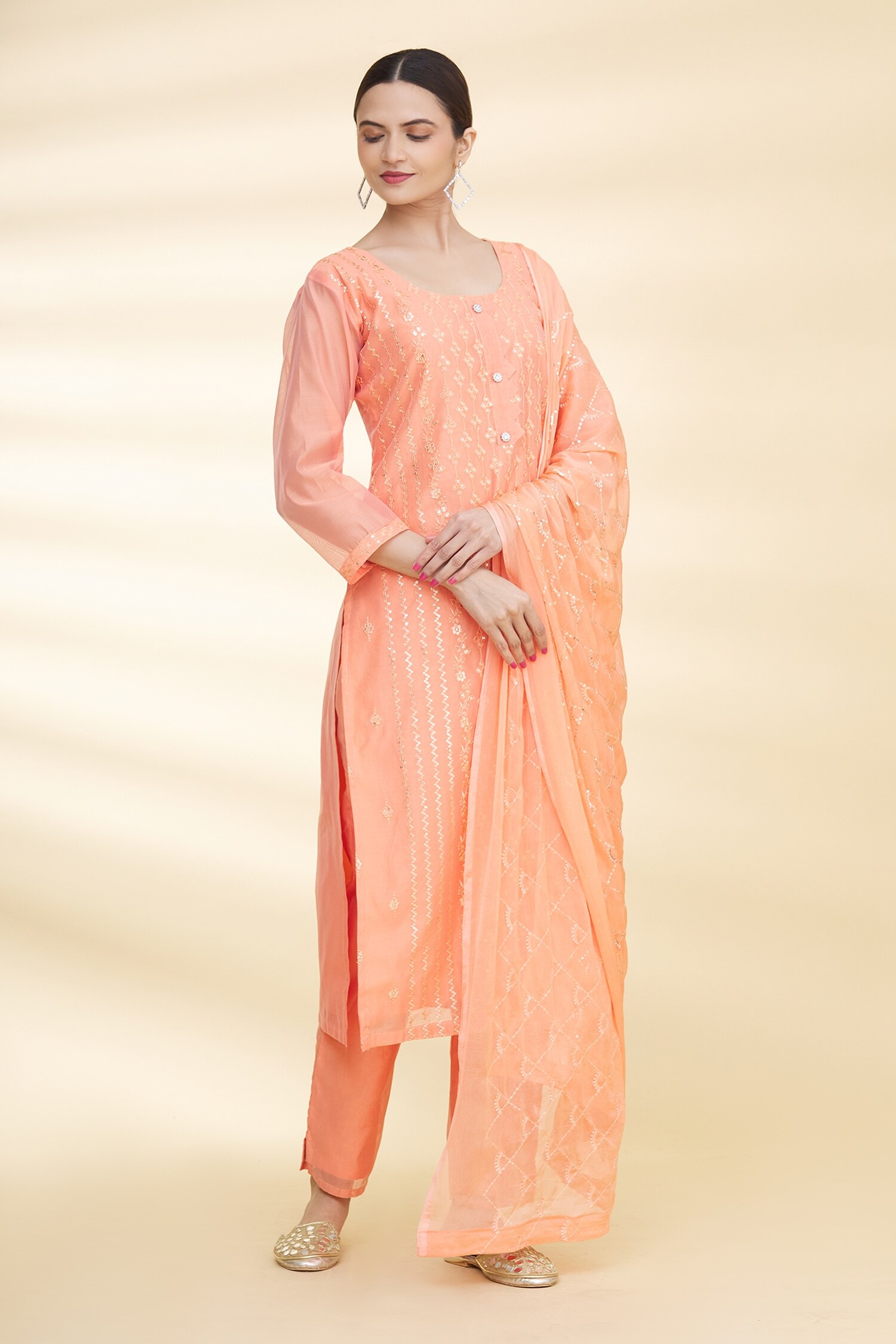 Arihant Rai Sinha Orange Chanderi Kurta Set