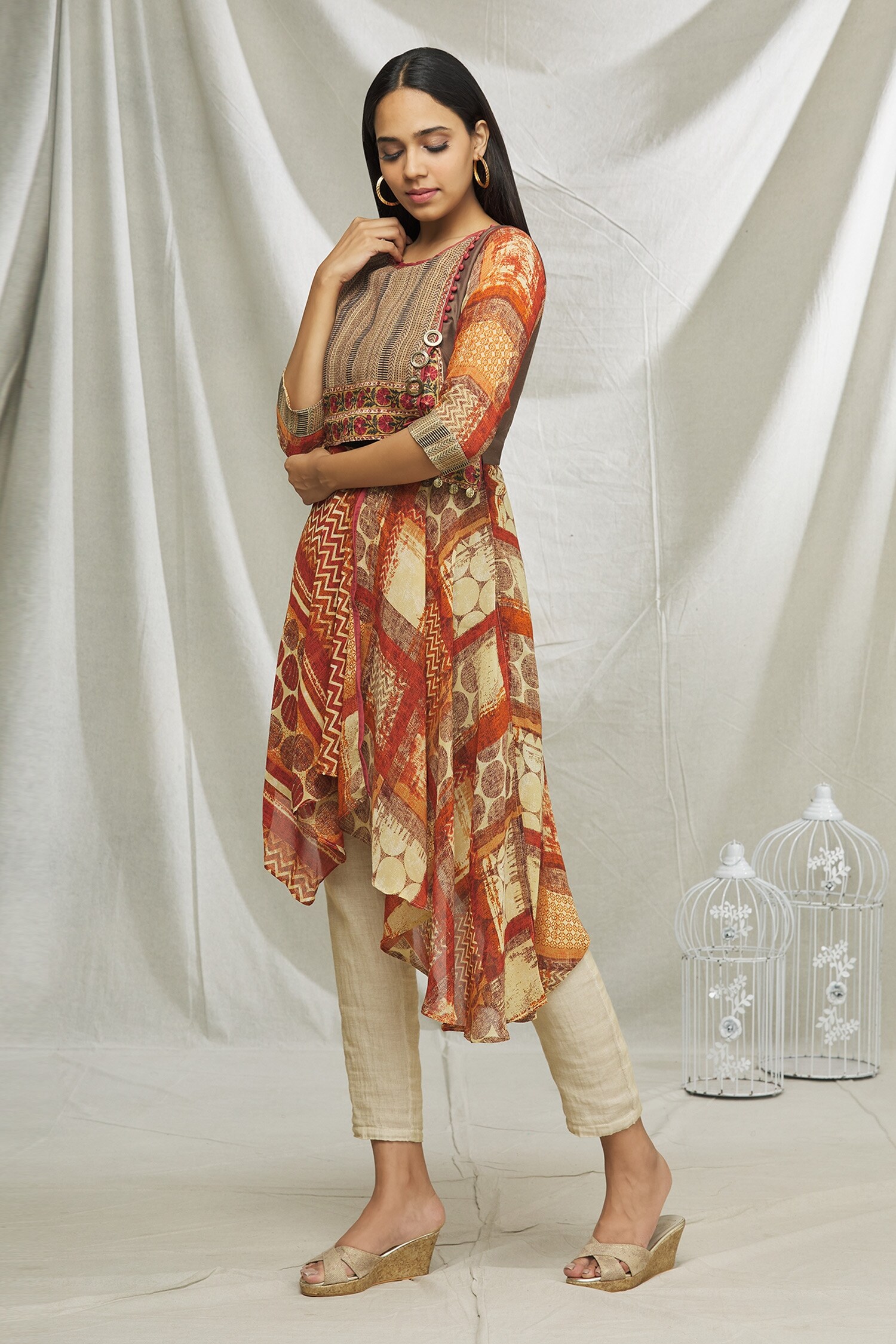 Samyukta Singhania Multi Color Art Silk Geometric Print Asymmetric Tunic