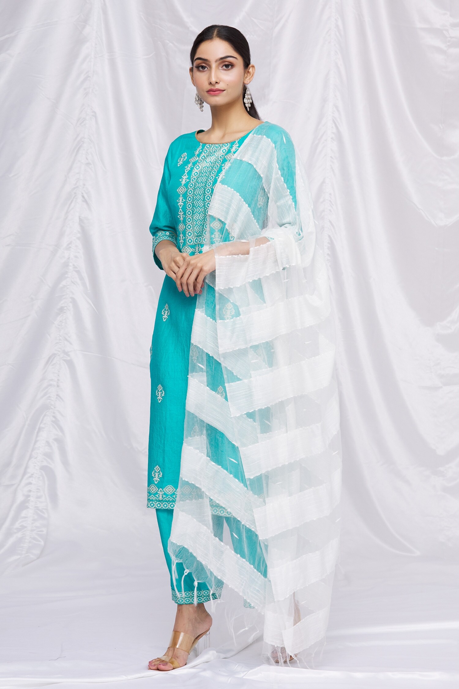 Buy Aryavir Malhotra Green Polyester Floral Print Kurta Set Online Aza Fashions 4057