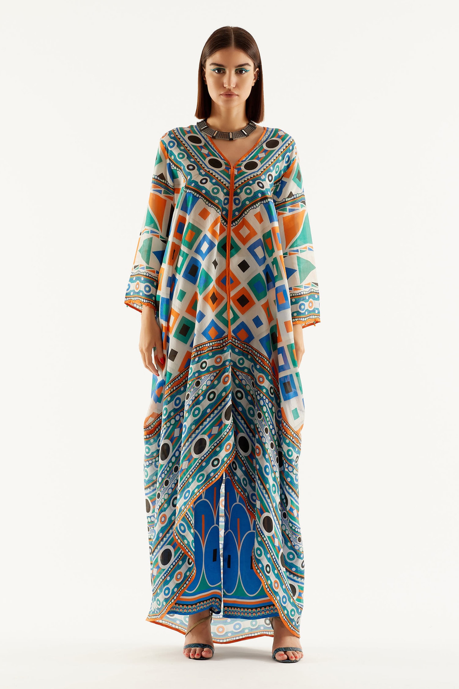 Buy Rajdeep Ranawat Multi Color Eila Silk Asymmetric Tunic Online | Aza ...