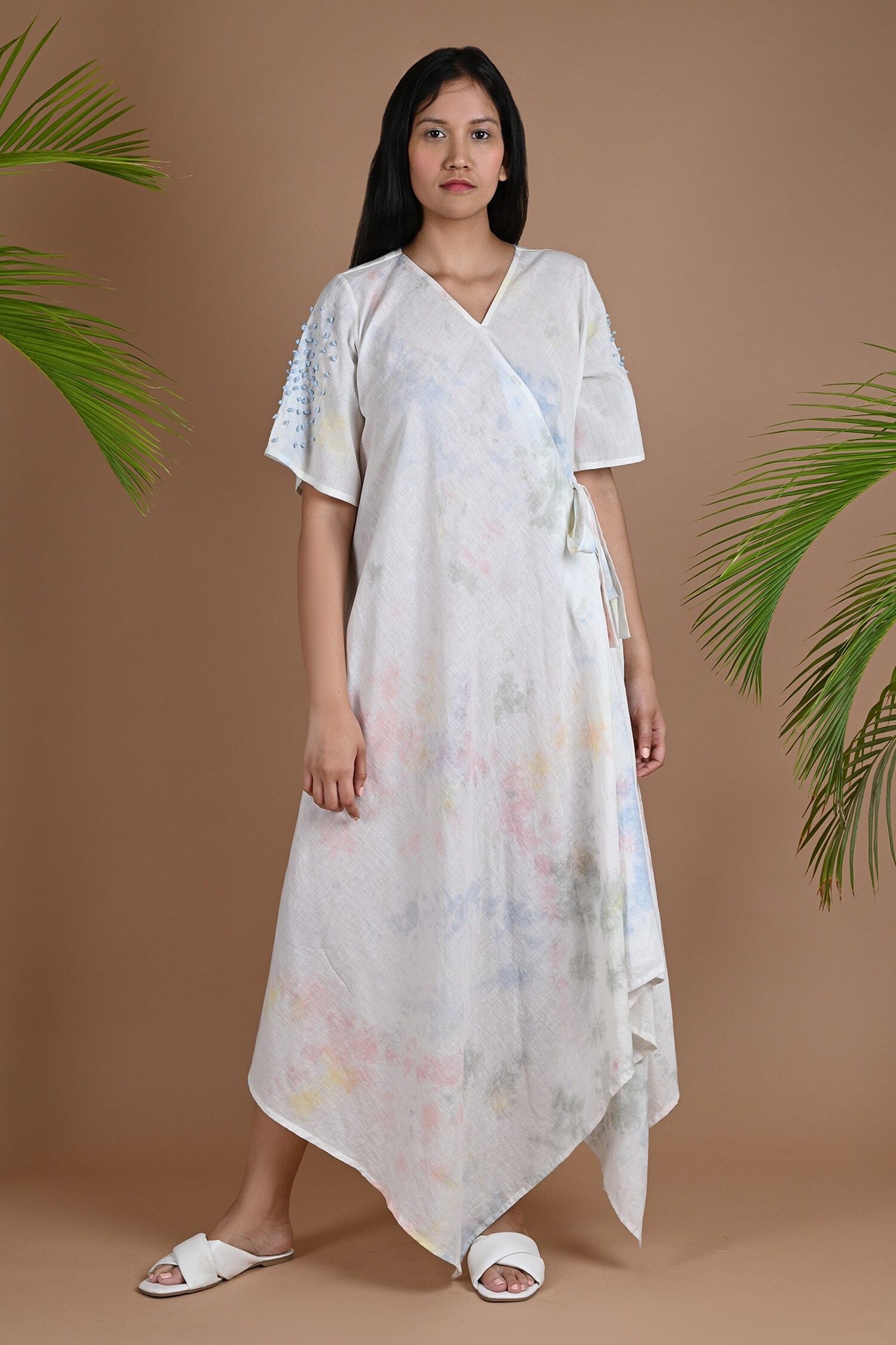 Chambray & Co. White Pure Cotton Ariel Shibori Dye Dress