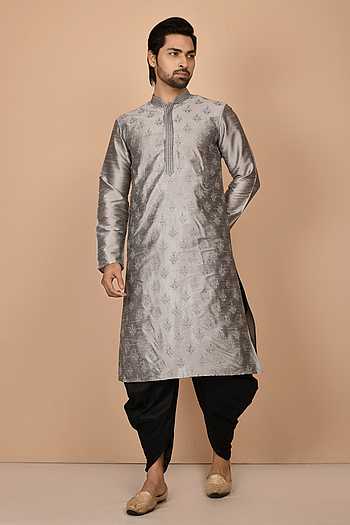 Gray Kurta Dhupion Art Silk Dhoti main image 1