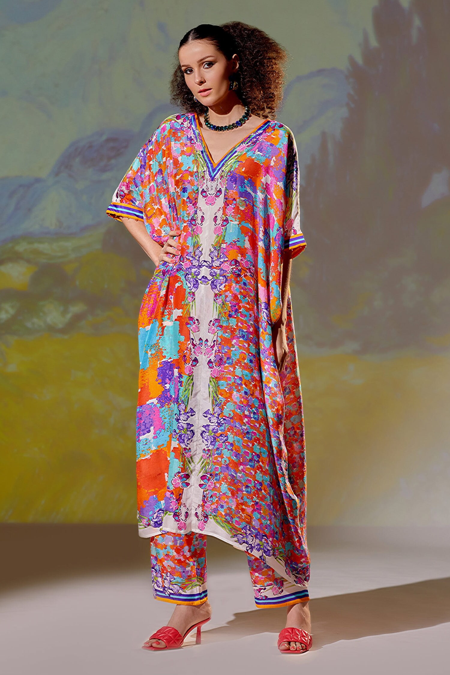 Rajdeep Ranawat Multi Color Majida Silk Kaftan Tunic