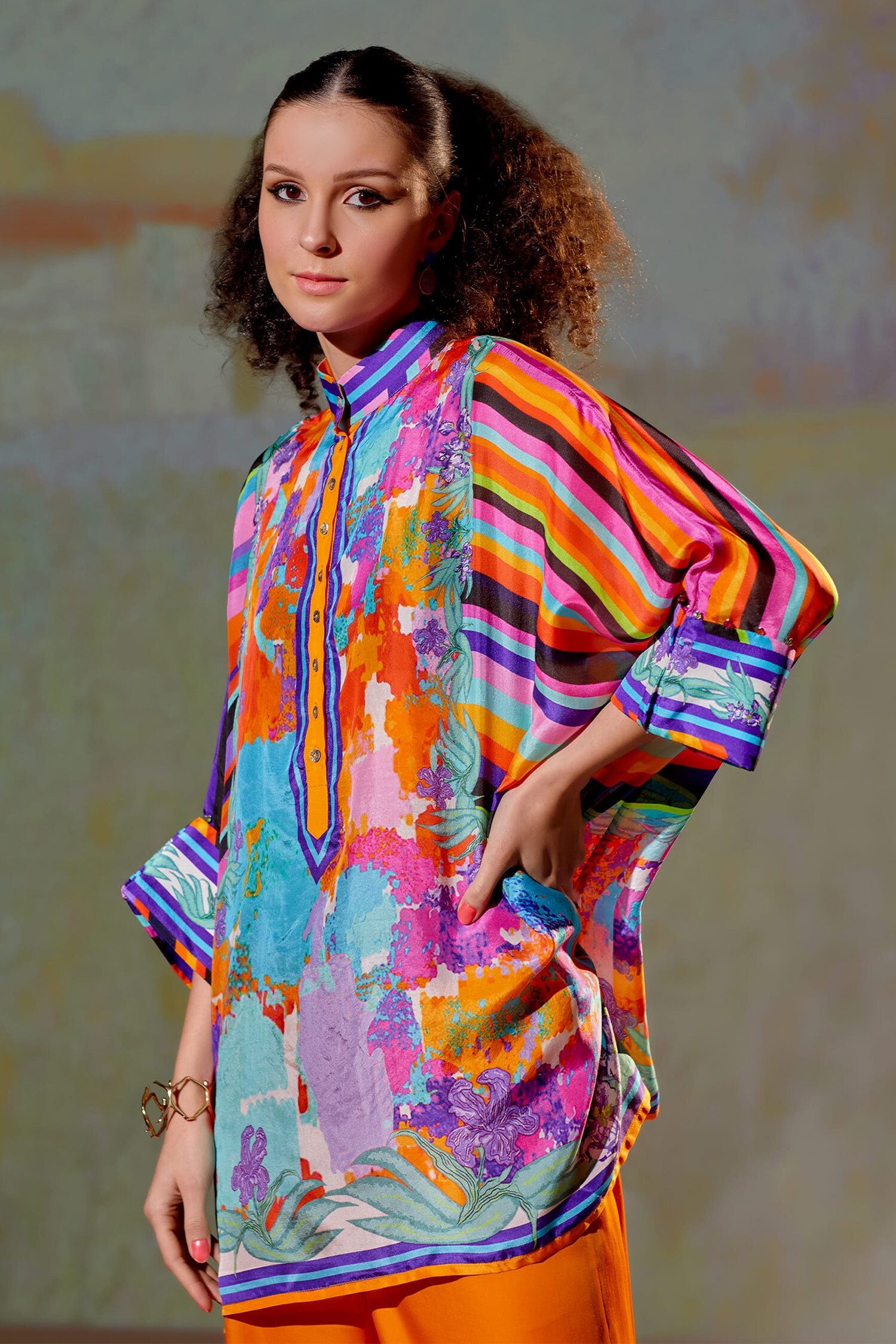 Rajdeep Ranawat Multi Color Chanel Silk Printed Tunic