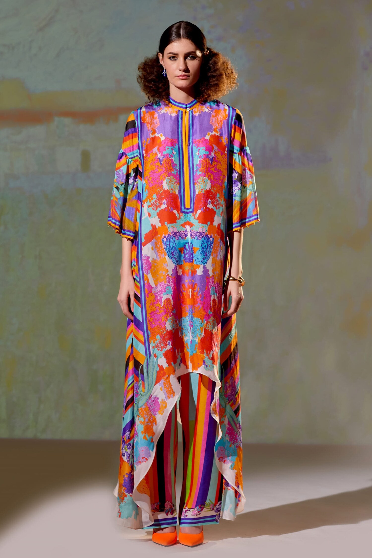 Rajdeep Ranawat Multi Color Chetna Silk Flared Tunic