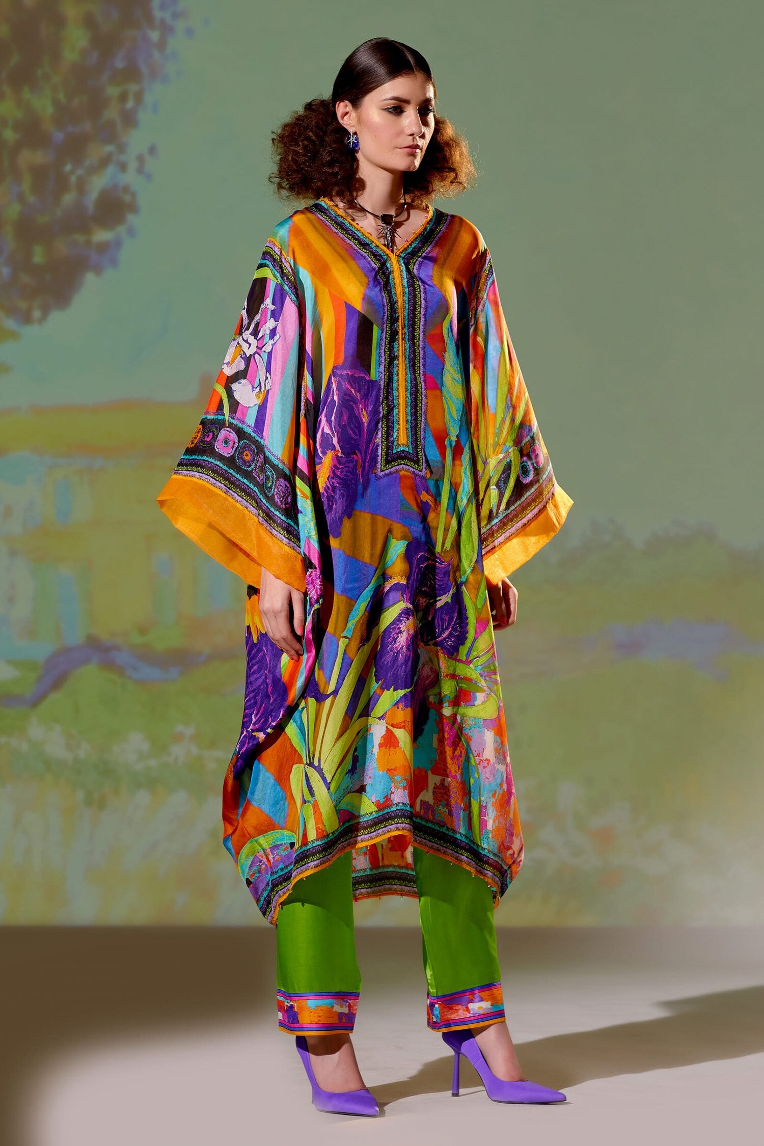 Rajdeep Ranawat Multi Color Olivia Silk Kaftan Tunic