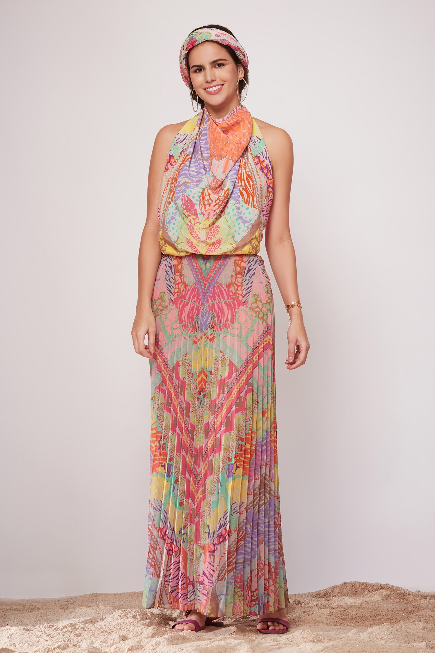 Siddhartha Bansal Multi Color Georgette Sunray Pleated Skirt
