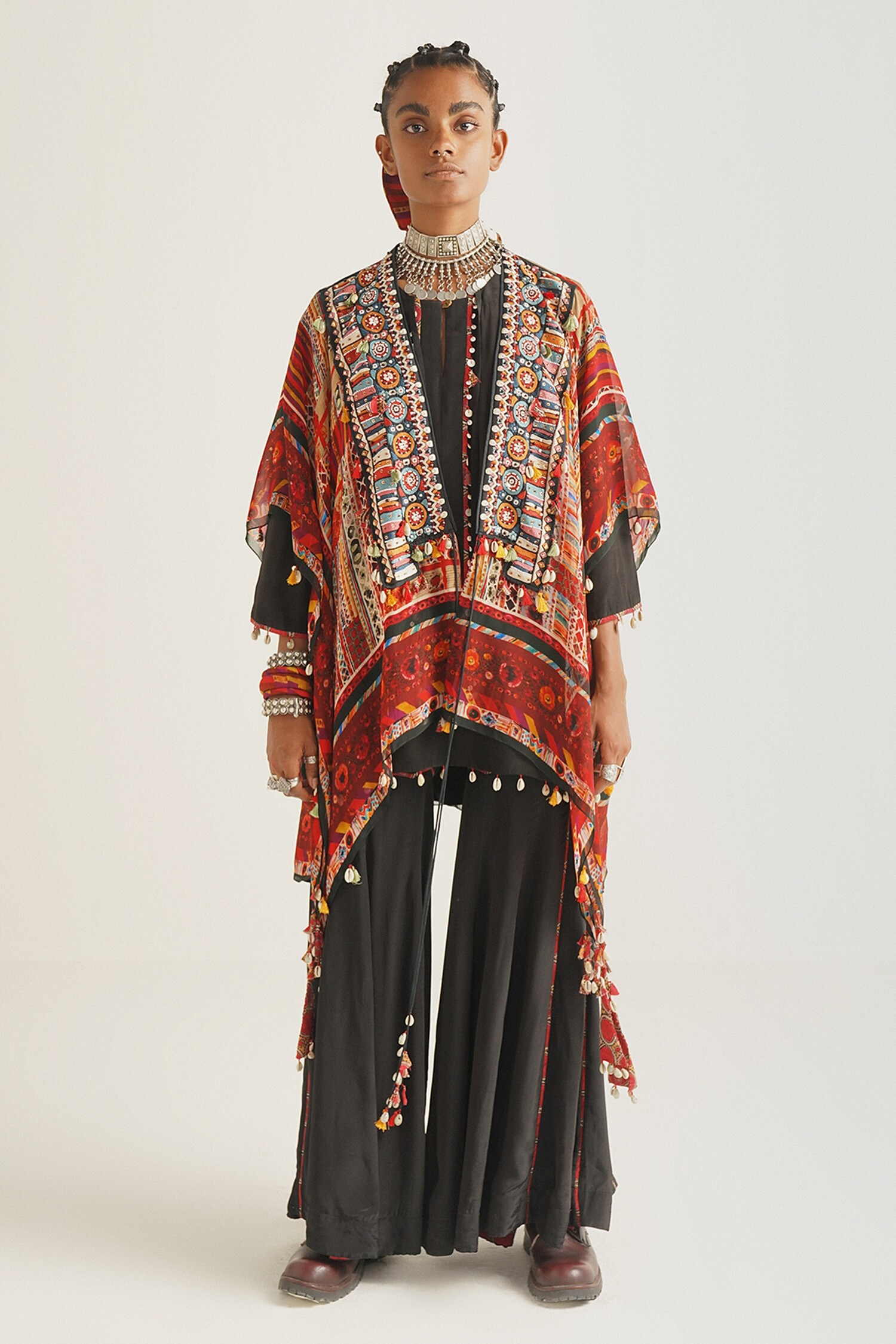 Buy Aseem Kapoor Multi Color Sheer Silk Veni Printed Jacket Online