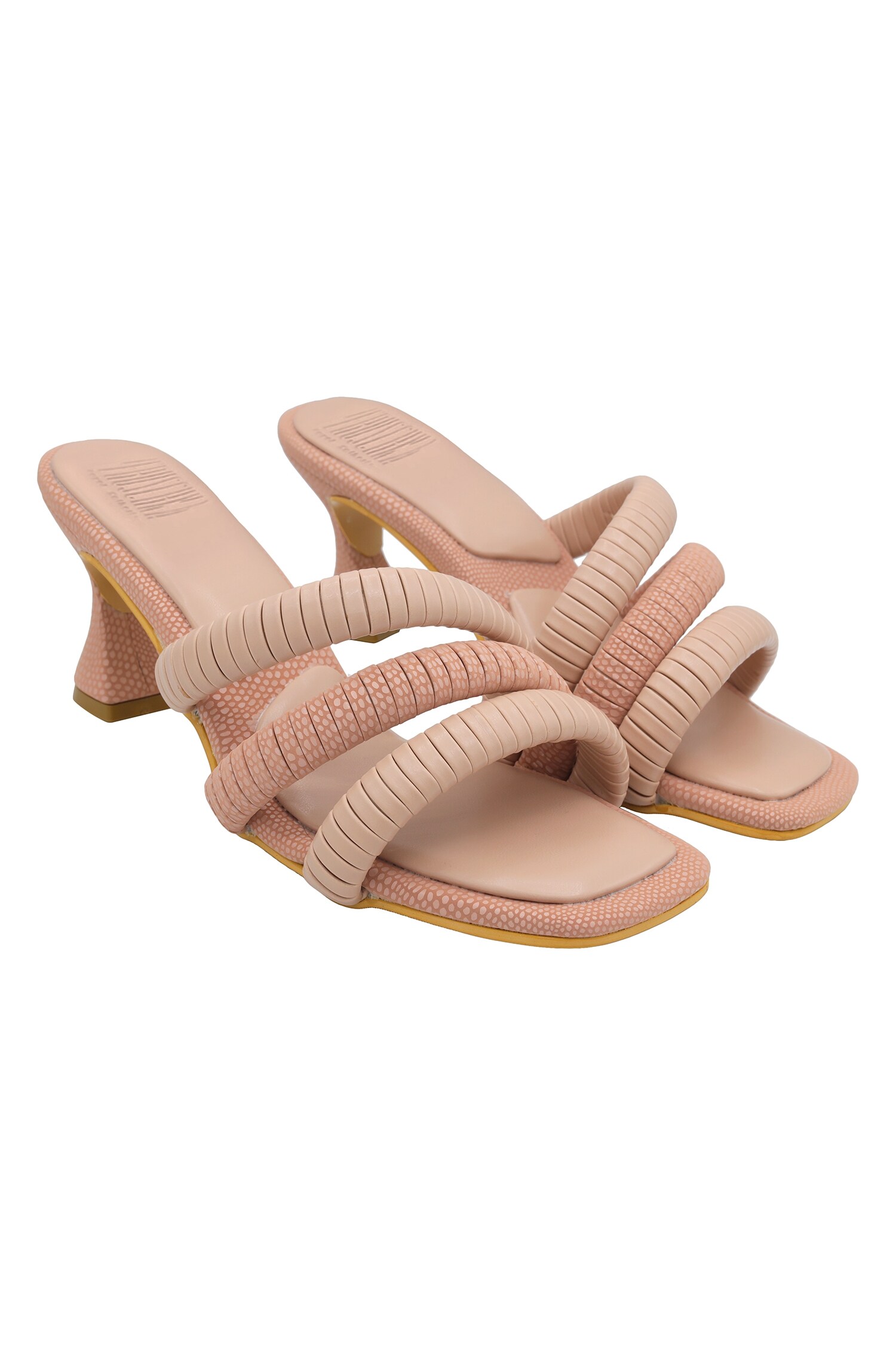 Veruschka by Payal Kothari Pink Faux Leather Strappy Louis Heels