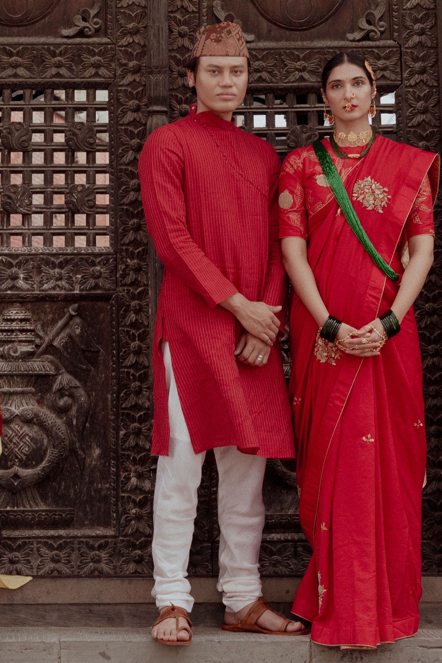 Label Earthen Maroon Chanderi Kurta Set