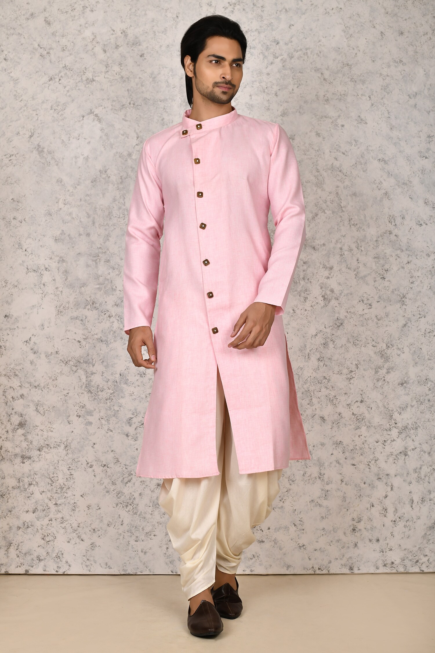 Buy Khwaab by Sanjana Lakhani Pink Cotton Mandarin Collar Kurta Set