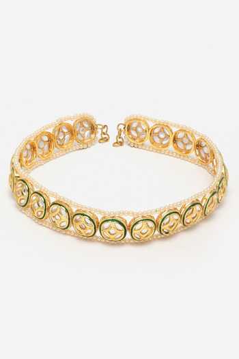 White Kundan Embellished Mathapatti main image 0