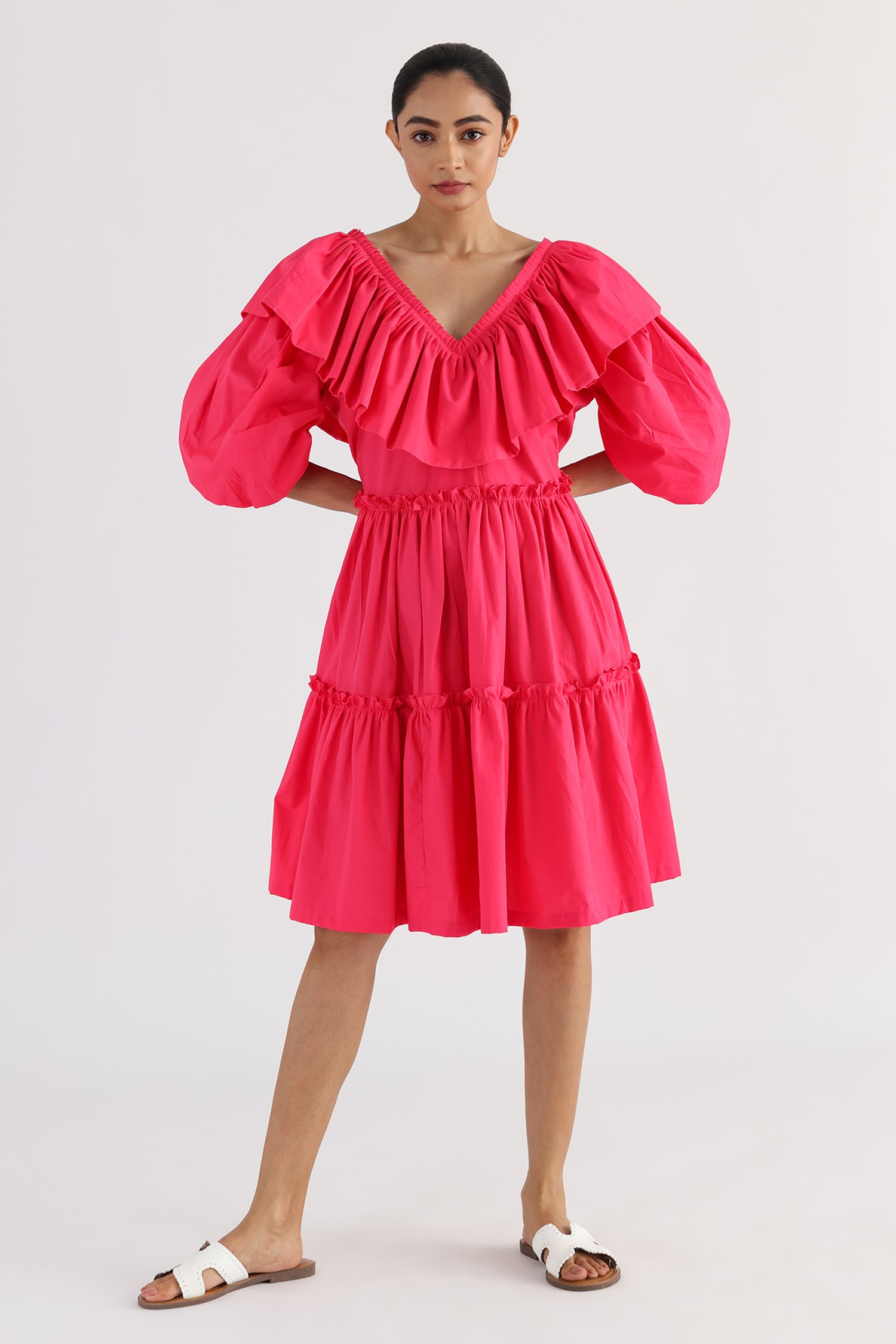 Buy The Eunoia Puff Sleeve Dress by Studio Moda India at Aza Fashions