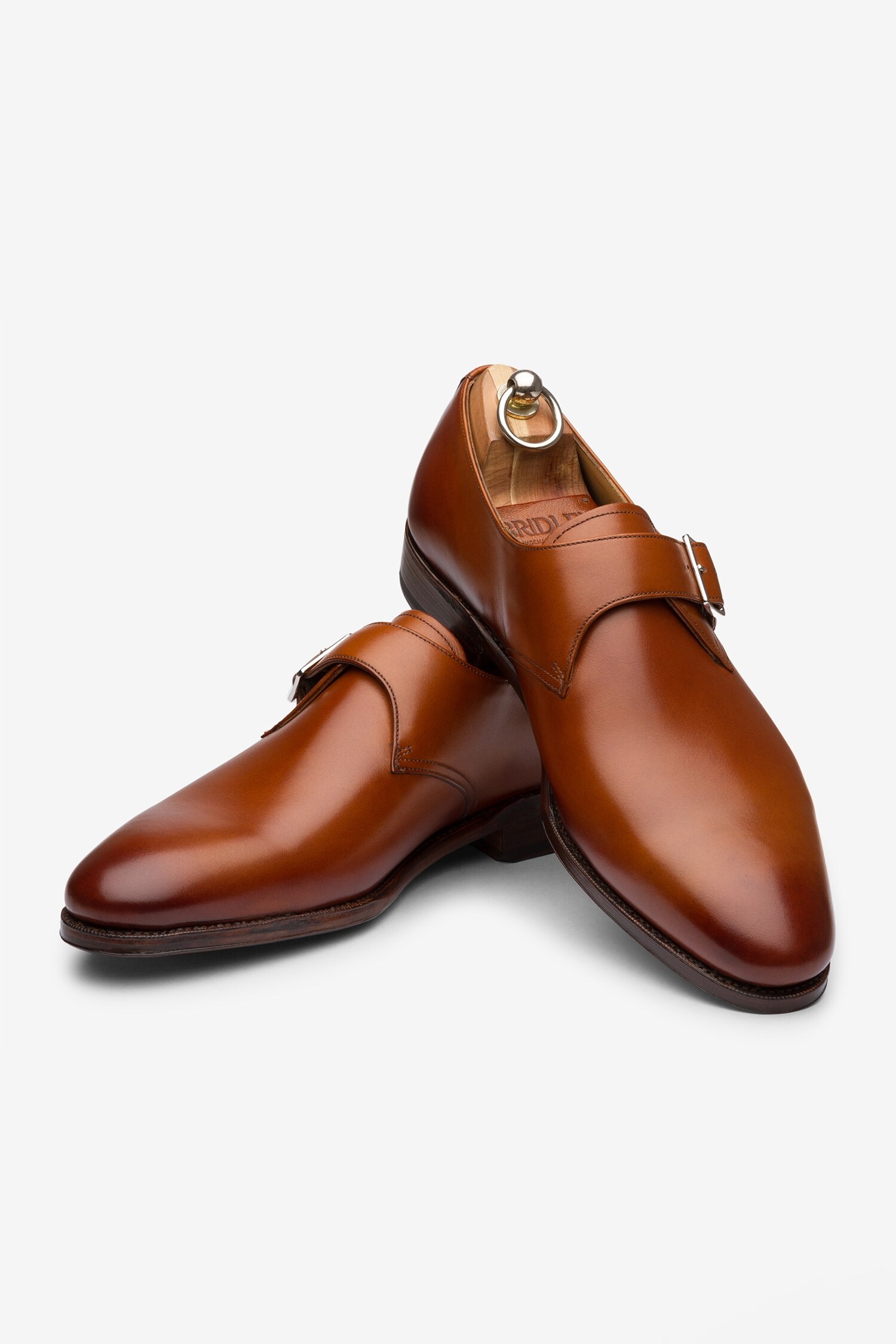 Bridlen Brown Upper Leather Buckle Detail Monk Shoes