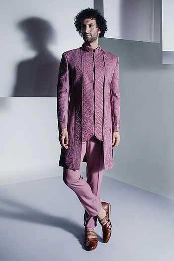 Gulnaar bloom pink printed bandhgala