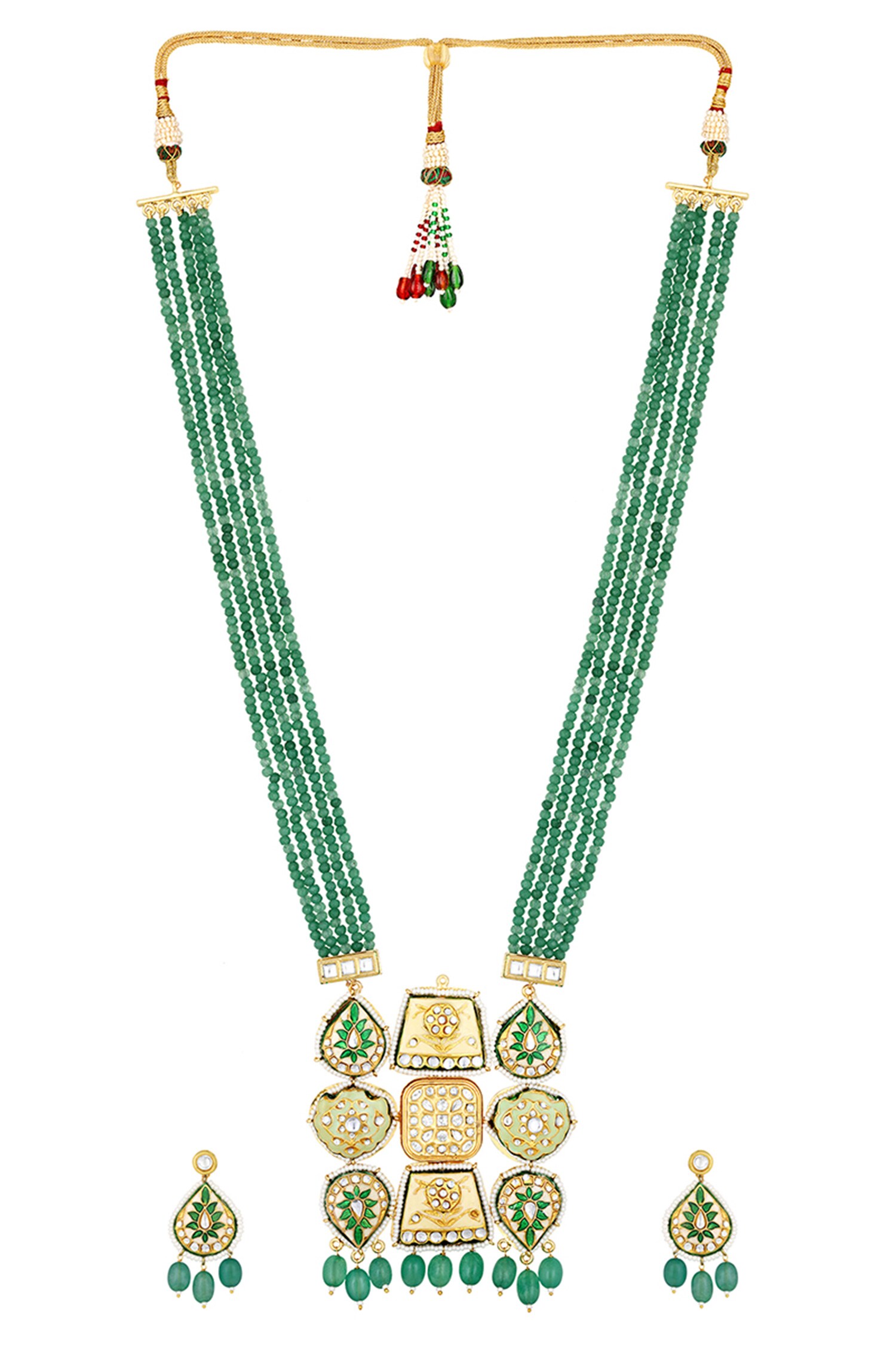Hrisha Jewels Beaded Embellished Pendant Necklace Jewellery Set