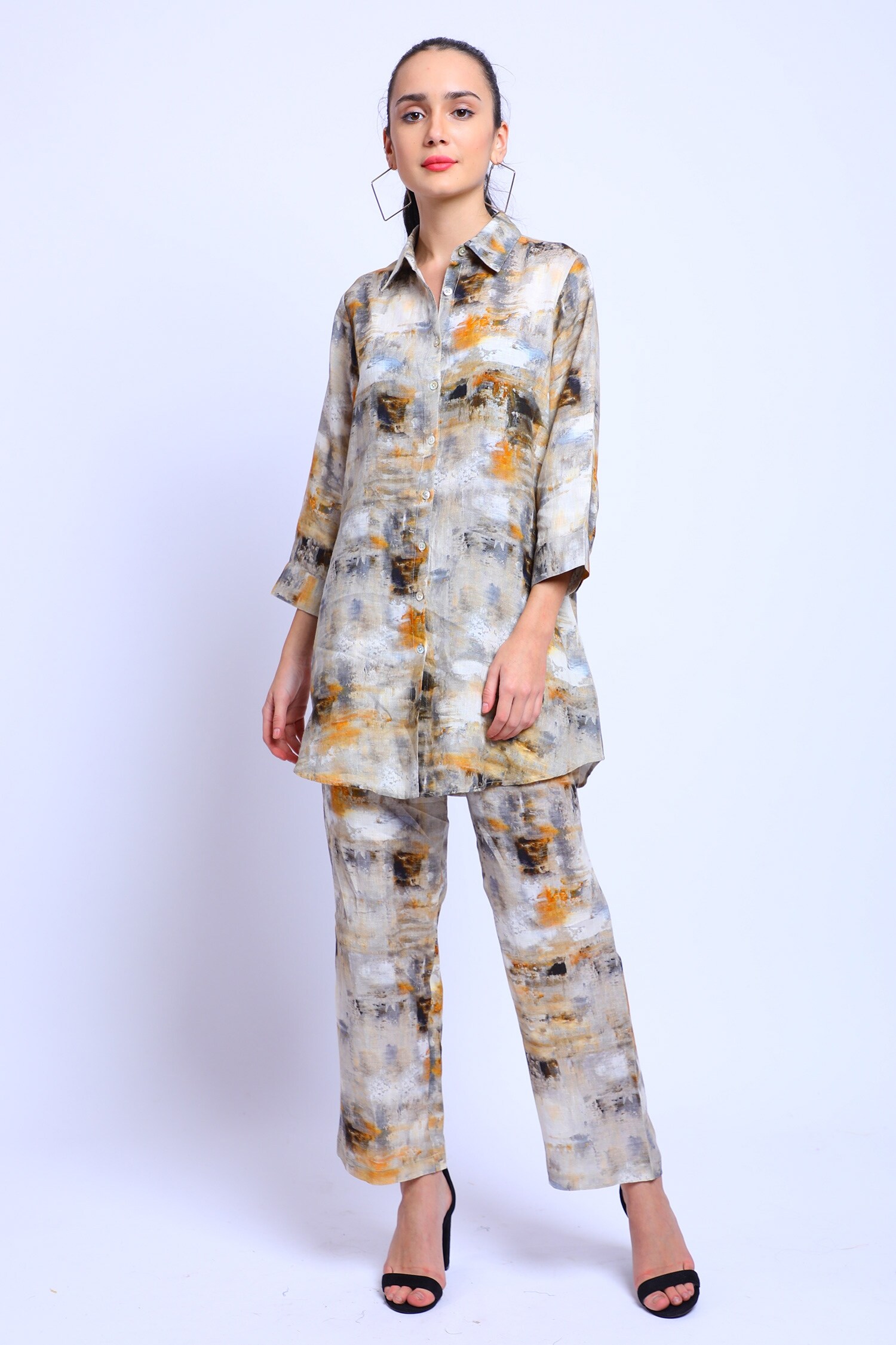 Linen Bloom Multi Color Linen Milan Print Tunic