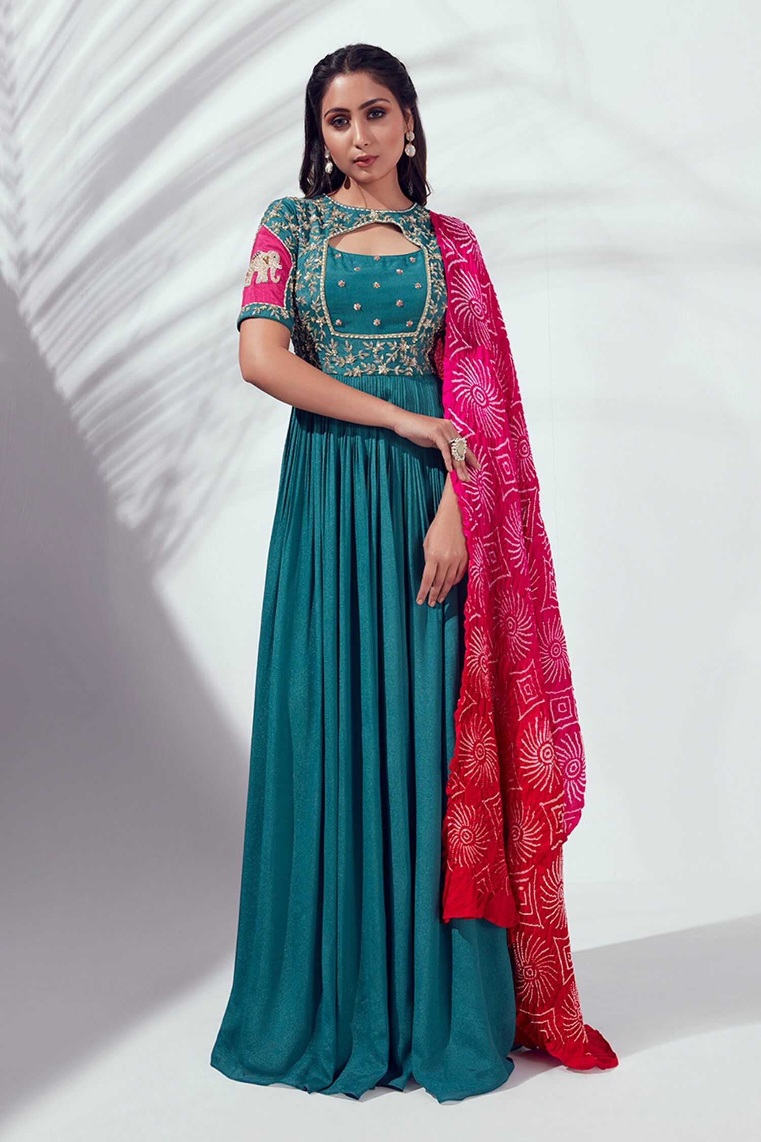 Buy Suruchi Parakh Green Georgette Embroidered Anarkali With Dupatta ...