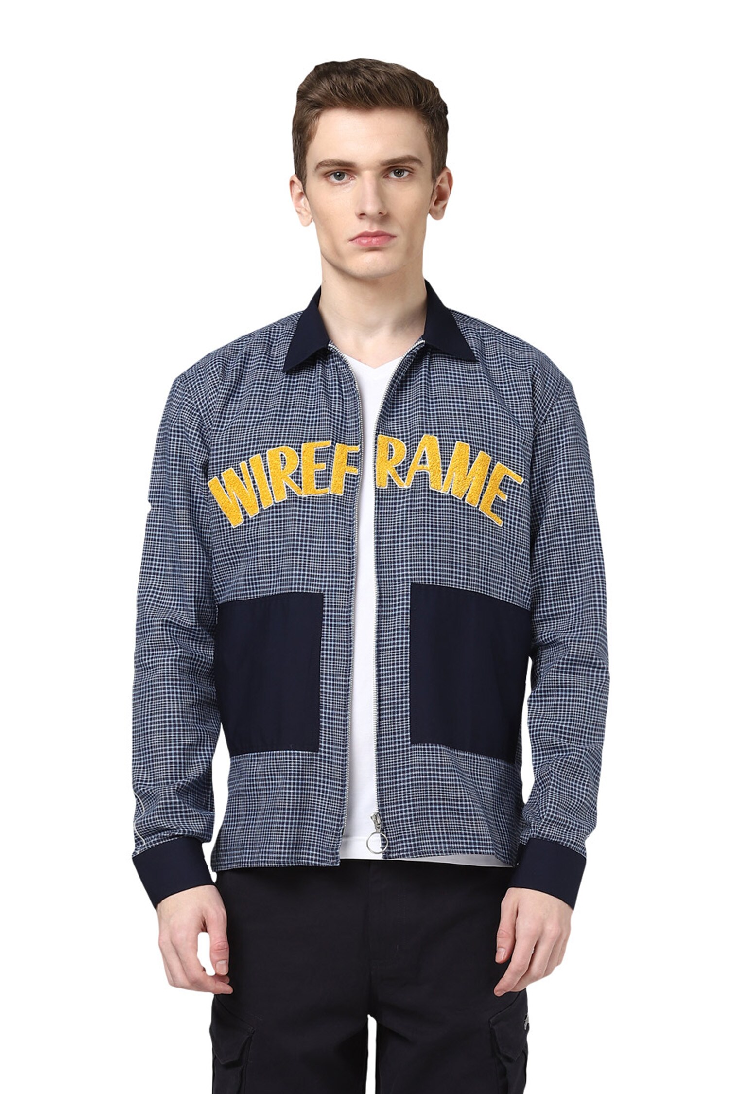 Buy Noonoo Blue Cotton Checkered Embroidered Jacket Online Aza Fashions