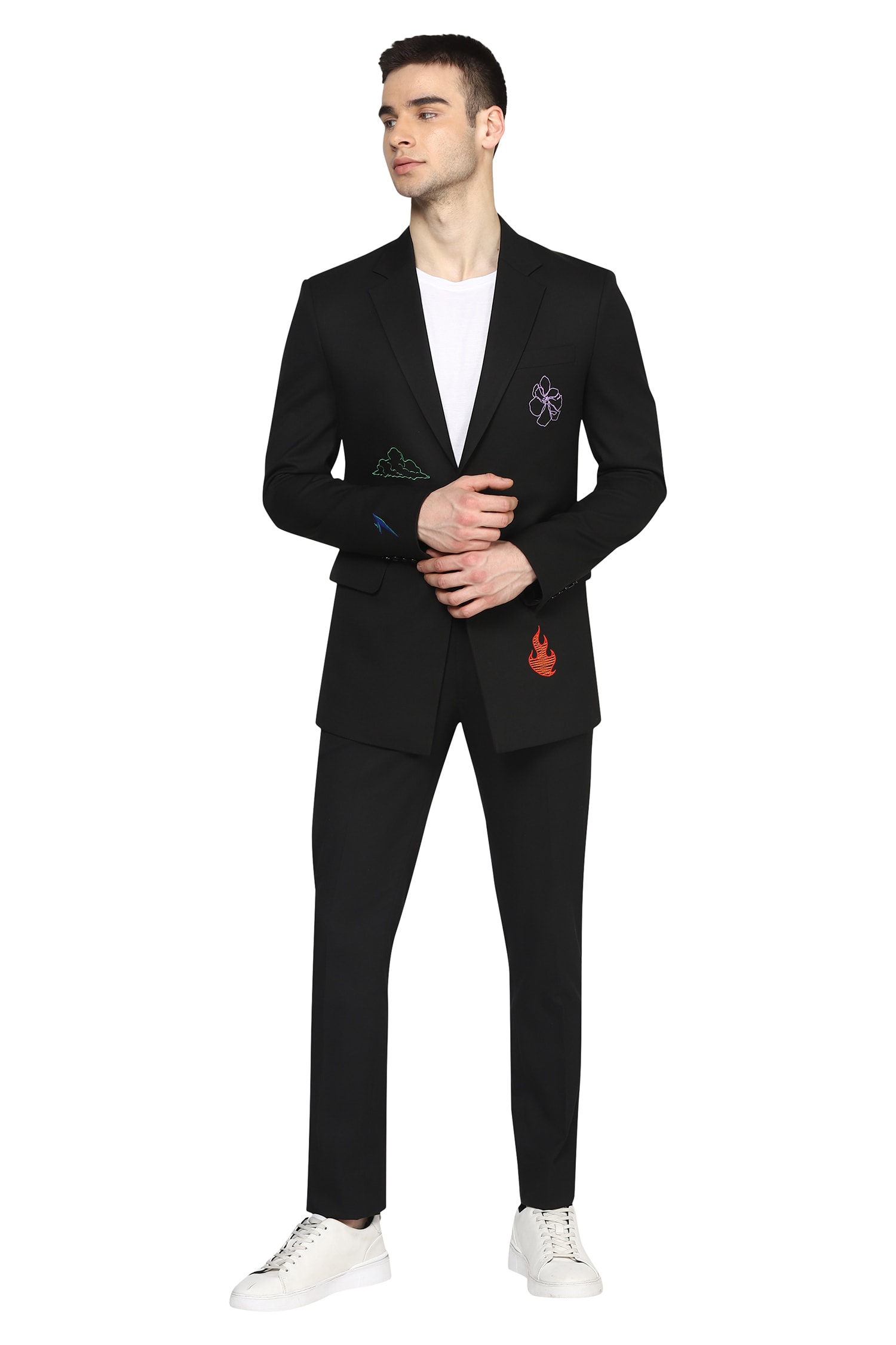 Buy Noonoo Black All Season Wool Slimfit Blazer And Pant Set Online