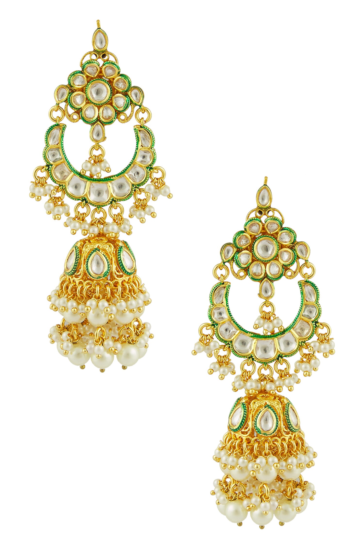 Chaotiq By Arti Pearl Embellished Jhumka Earrings