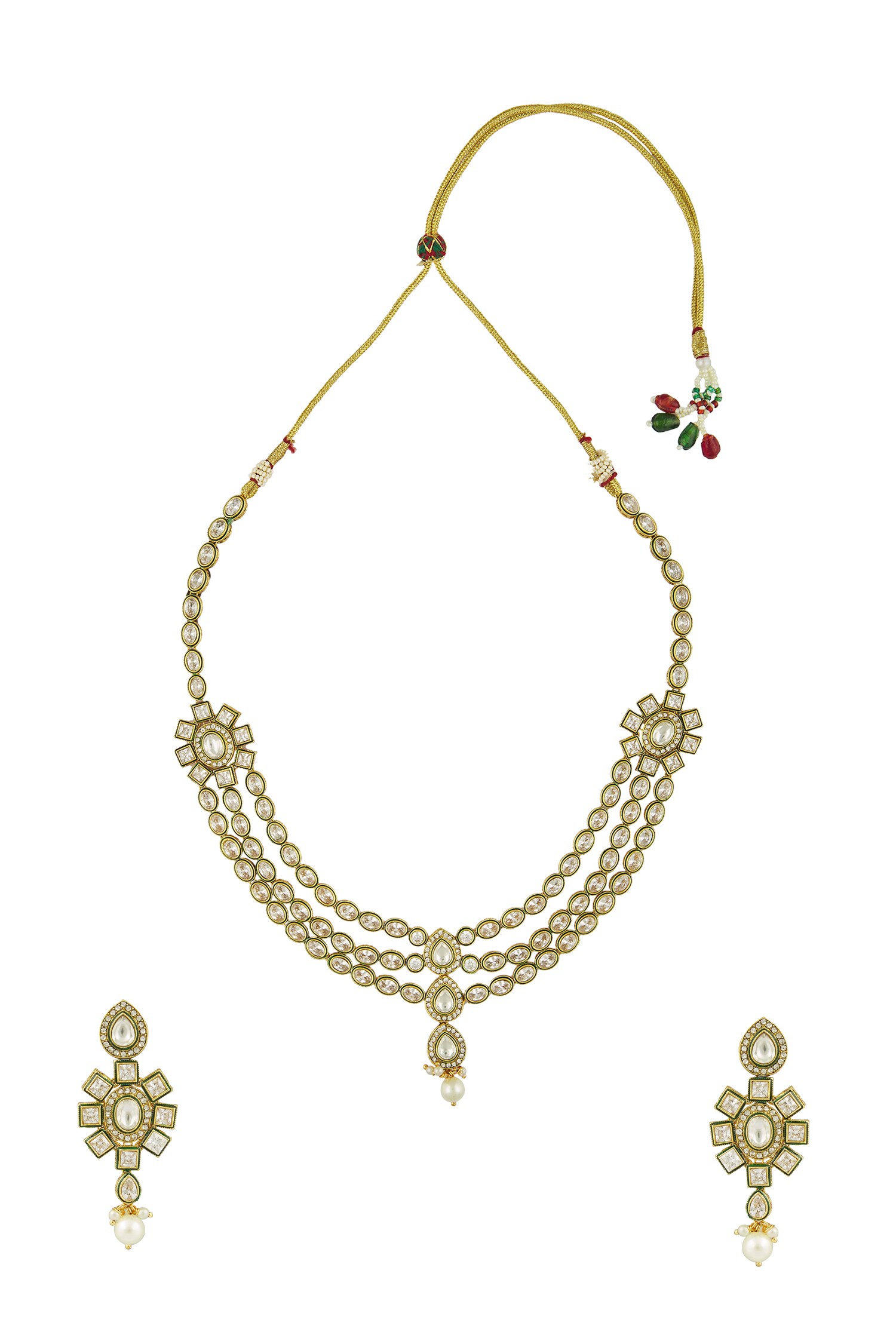 Chaotiq By Arti Layered Polki Embellished Choker Jewellery Set