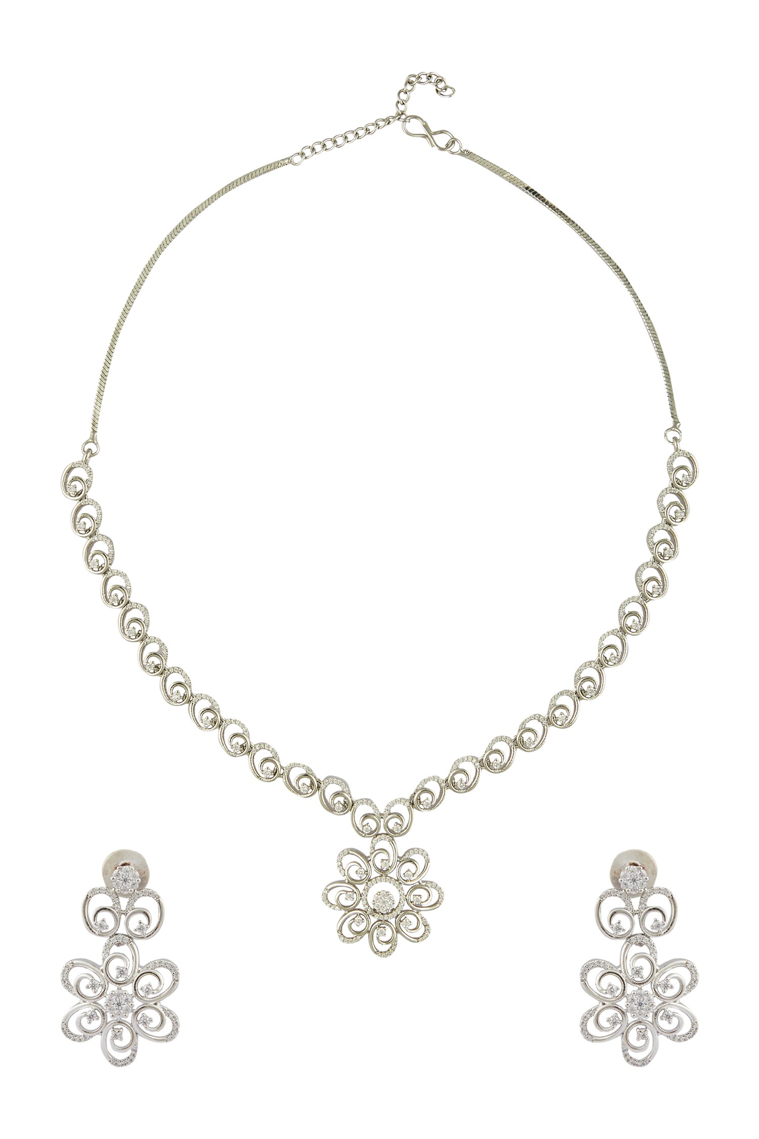 Chaotiq By Arti Floral Pendant Drop Necklace Jewellery Set
