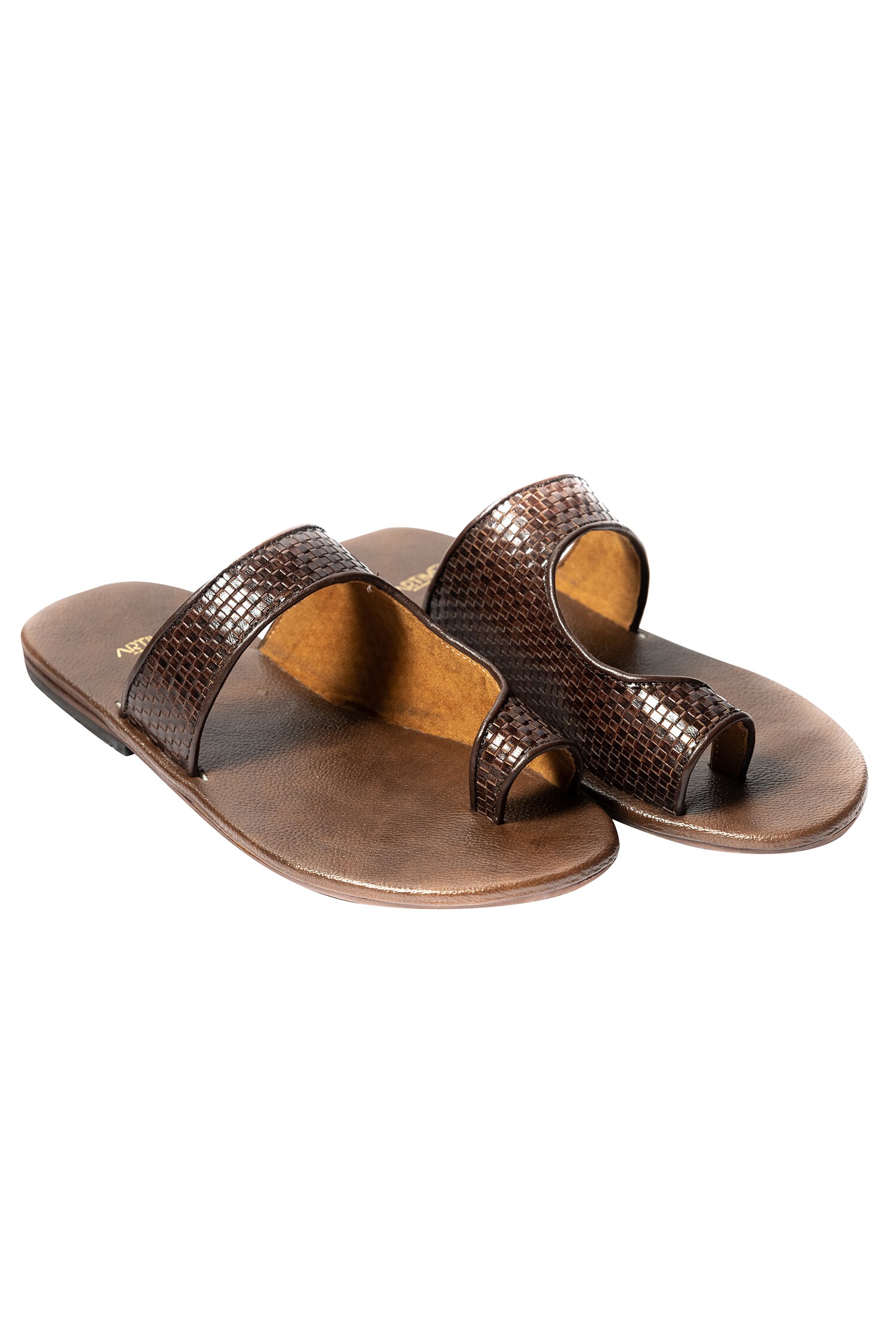 Artimen Brown Leather Handcrafted Woven Sandals