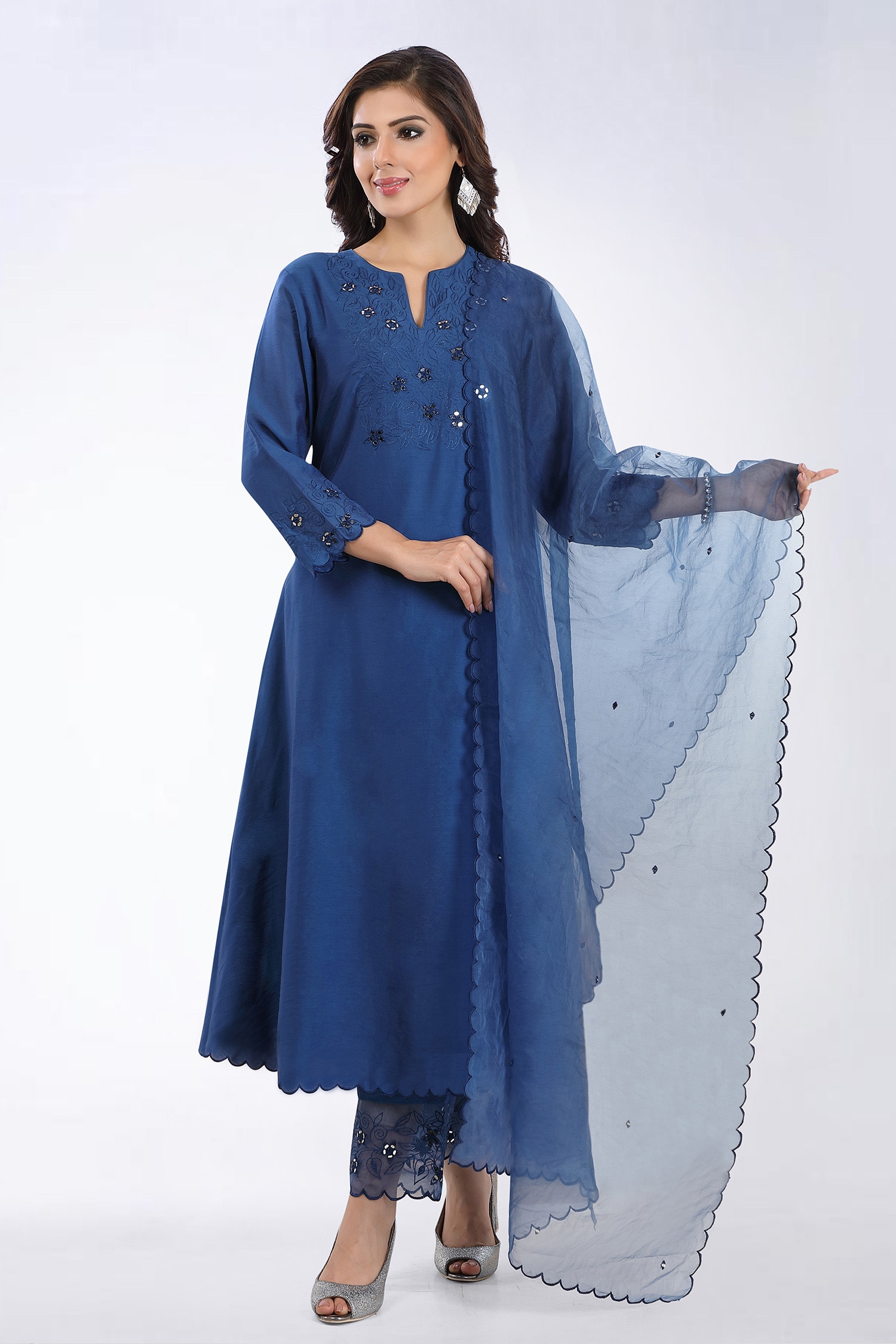 Buy Asaga Blue Chanderi Silk Kurta Set Online Aza Fashions
