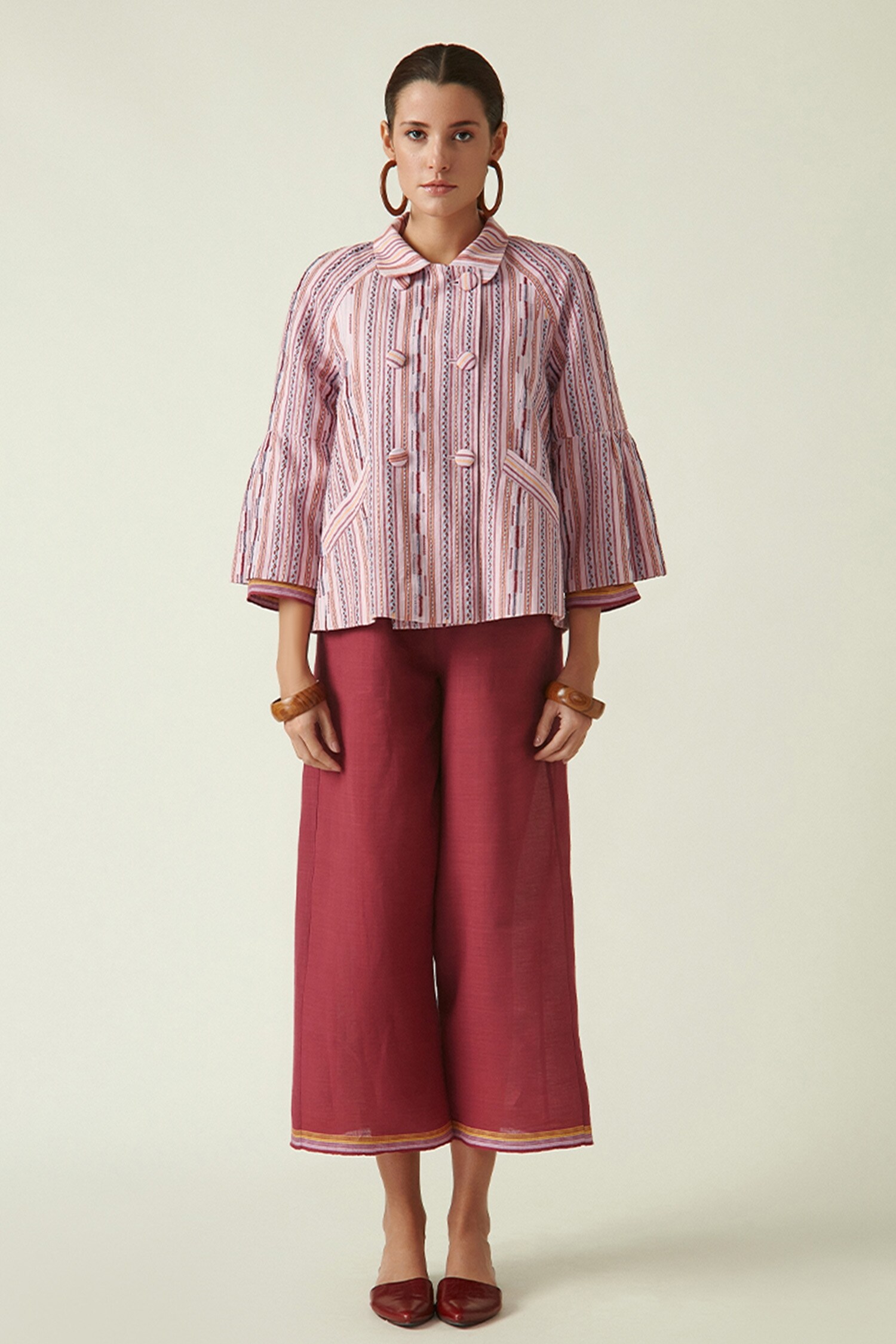 Payal Pratap Pink Linen Grevillea Peplum Jacket