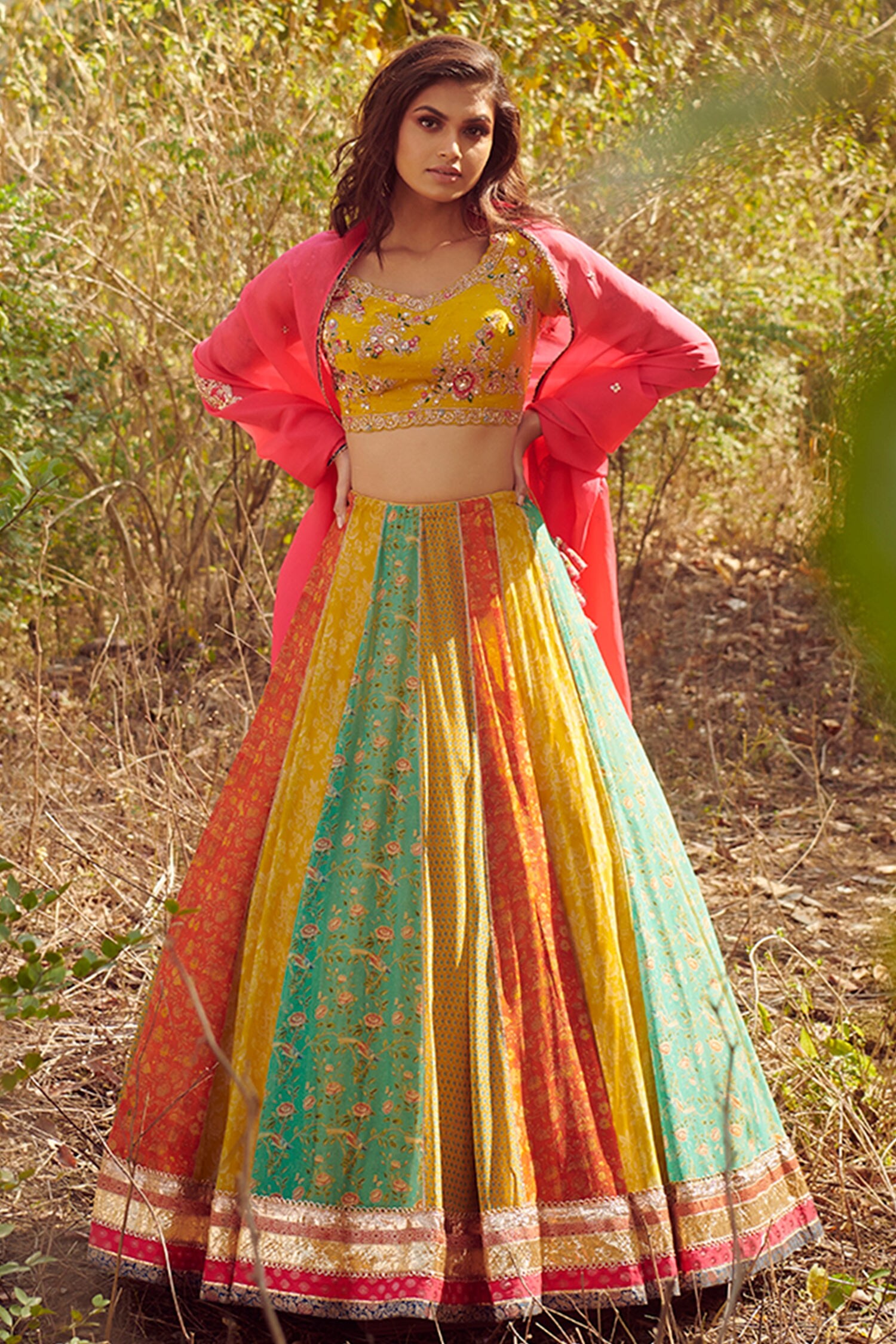 Buy Dolly J Multi Color Norah Chiffon Lehenga Set Online Aza Fashions