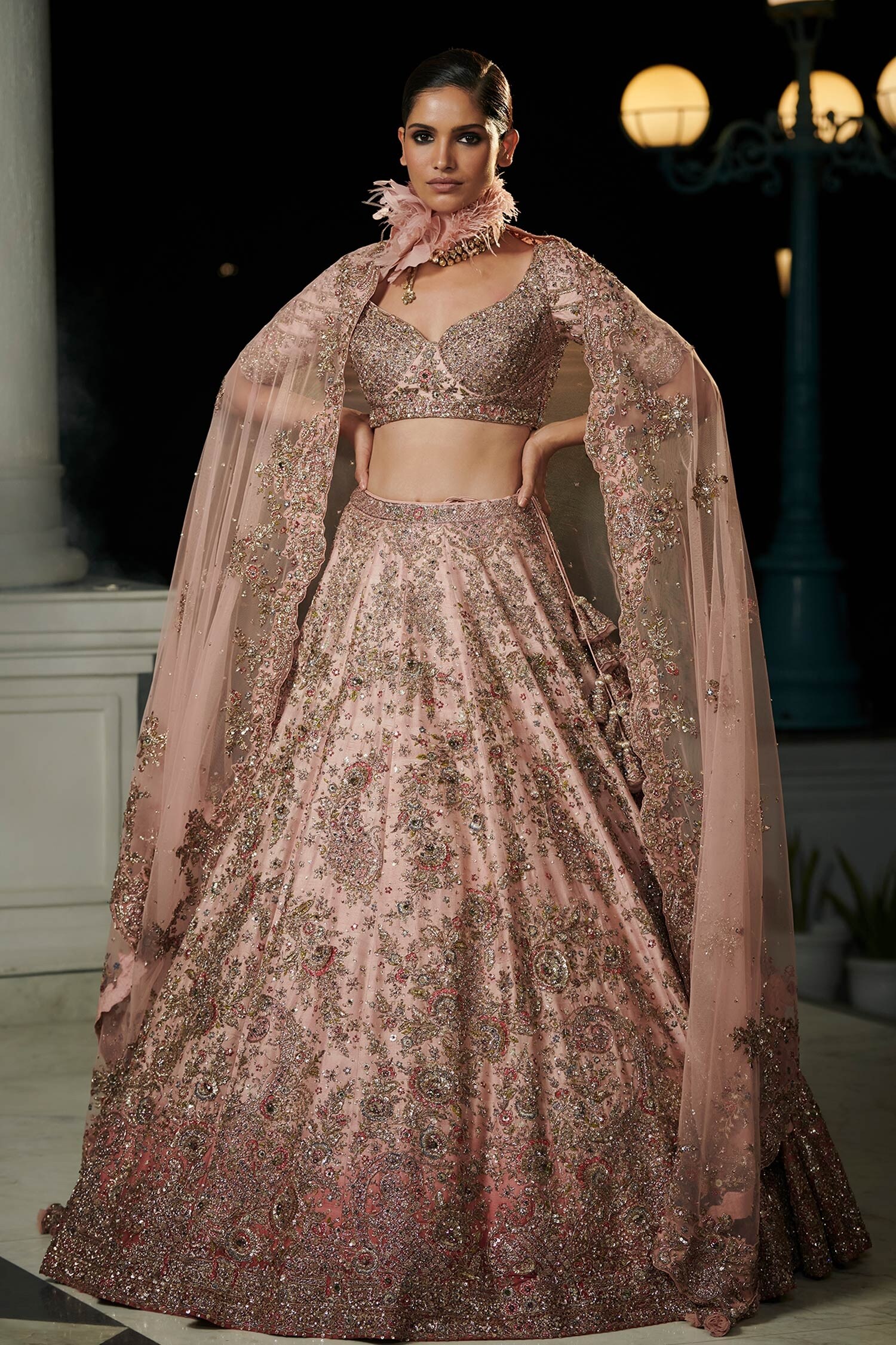 Buy Dolly J Pink Raw Silk Maira Ombre Lehenga Set Online Aza Fashions