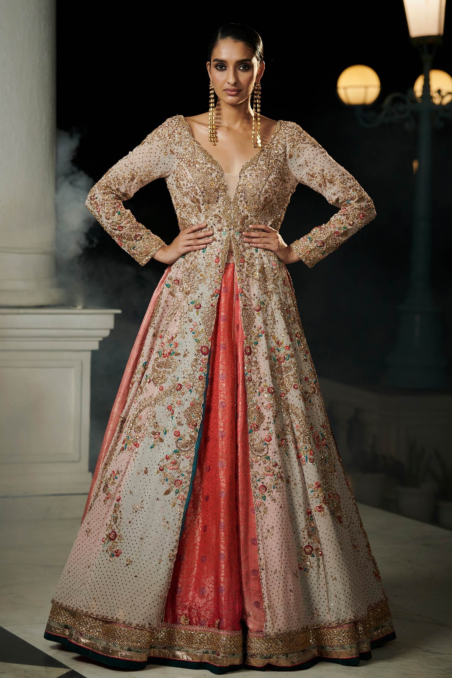 Buy Dolly J Pink Chiffon Shanayah Jacket Lehenga Set Online Aza Fashions
