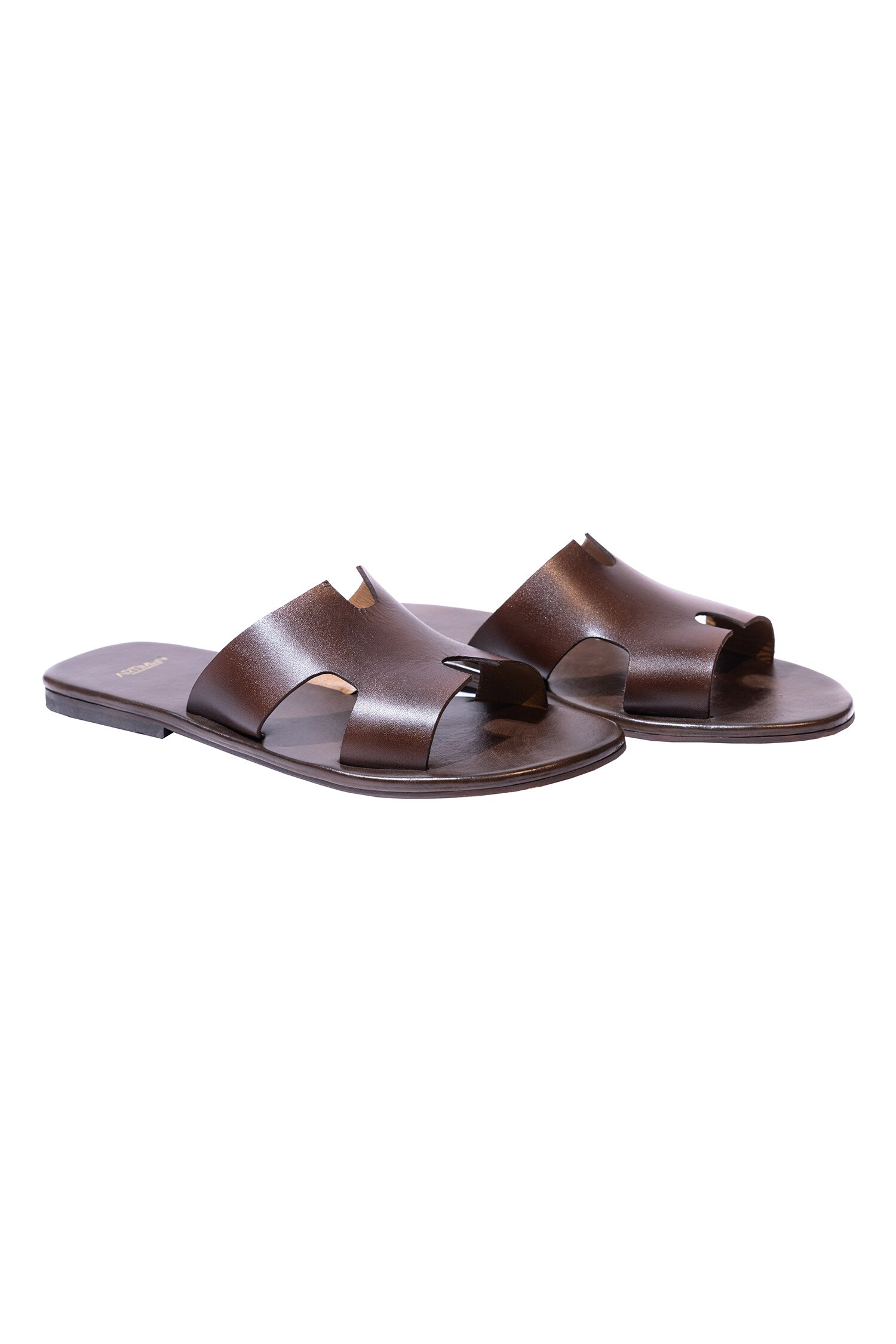 Artimen Brown Leather Handcrafted Cutout Sandals