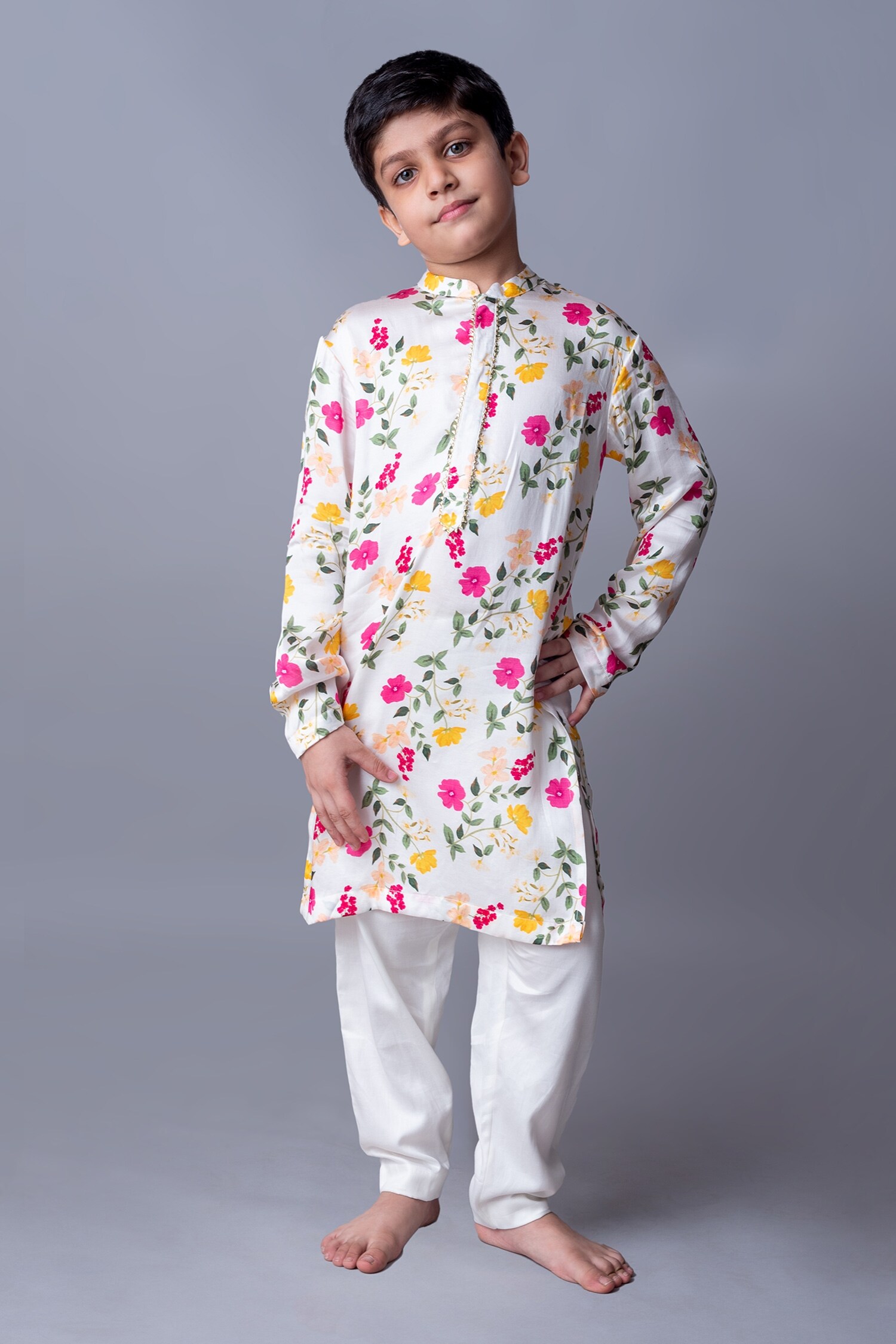 Buy Ba Ba Baby clothing co Ivory Pearl Bloom Kurta Set For Boys Online