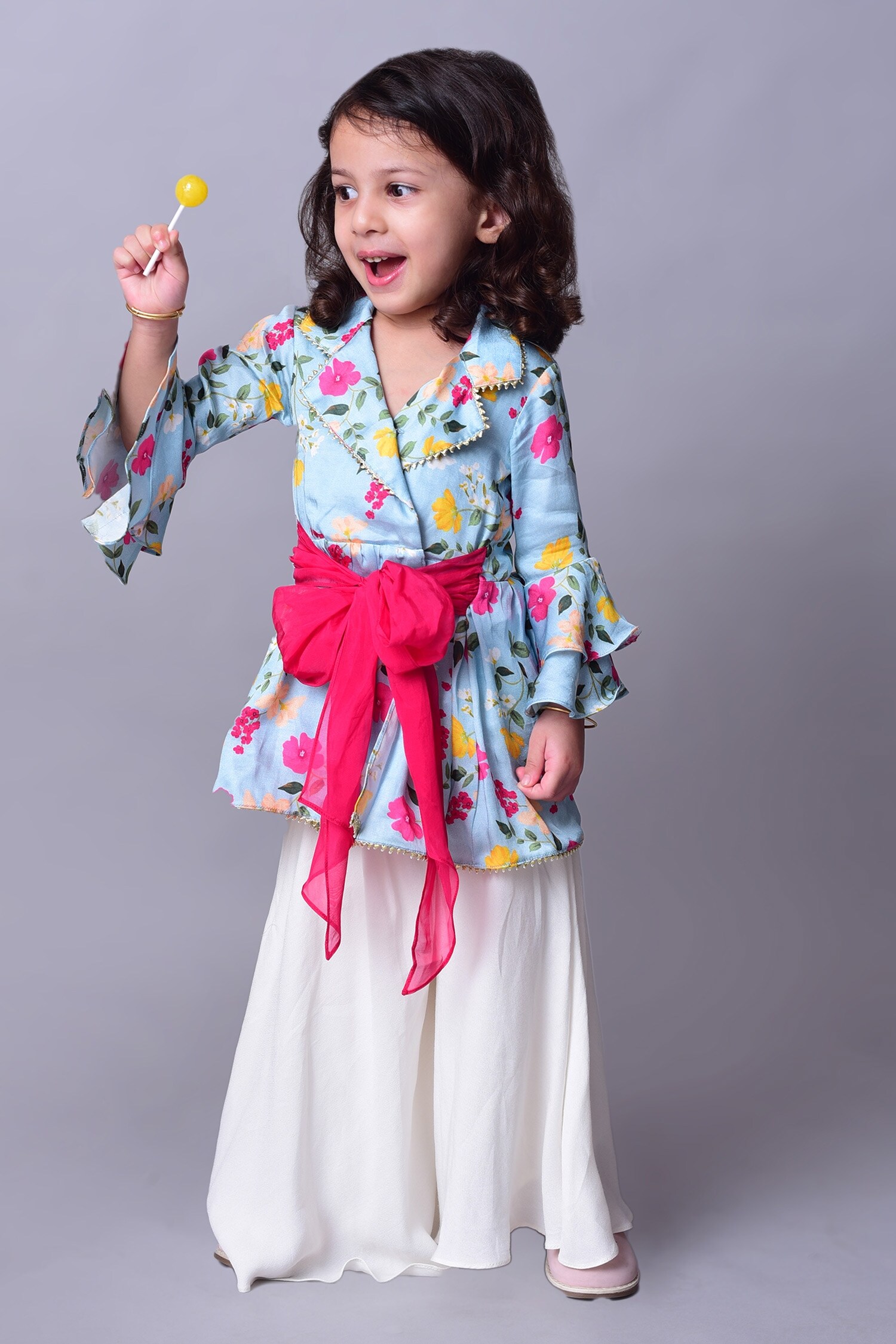 Buy Ba Ba Baby clothing co Blue Sky Bloom Peplum Kurta And Sharara Set