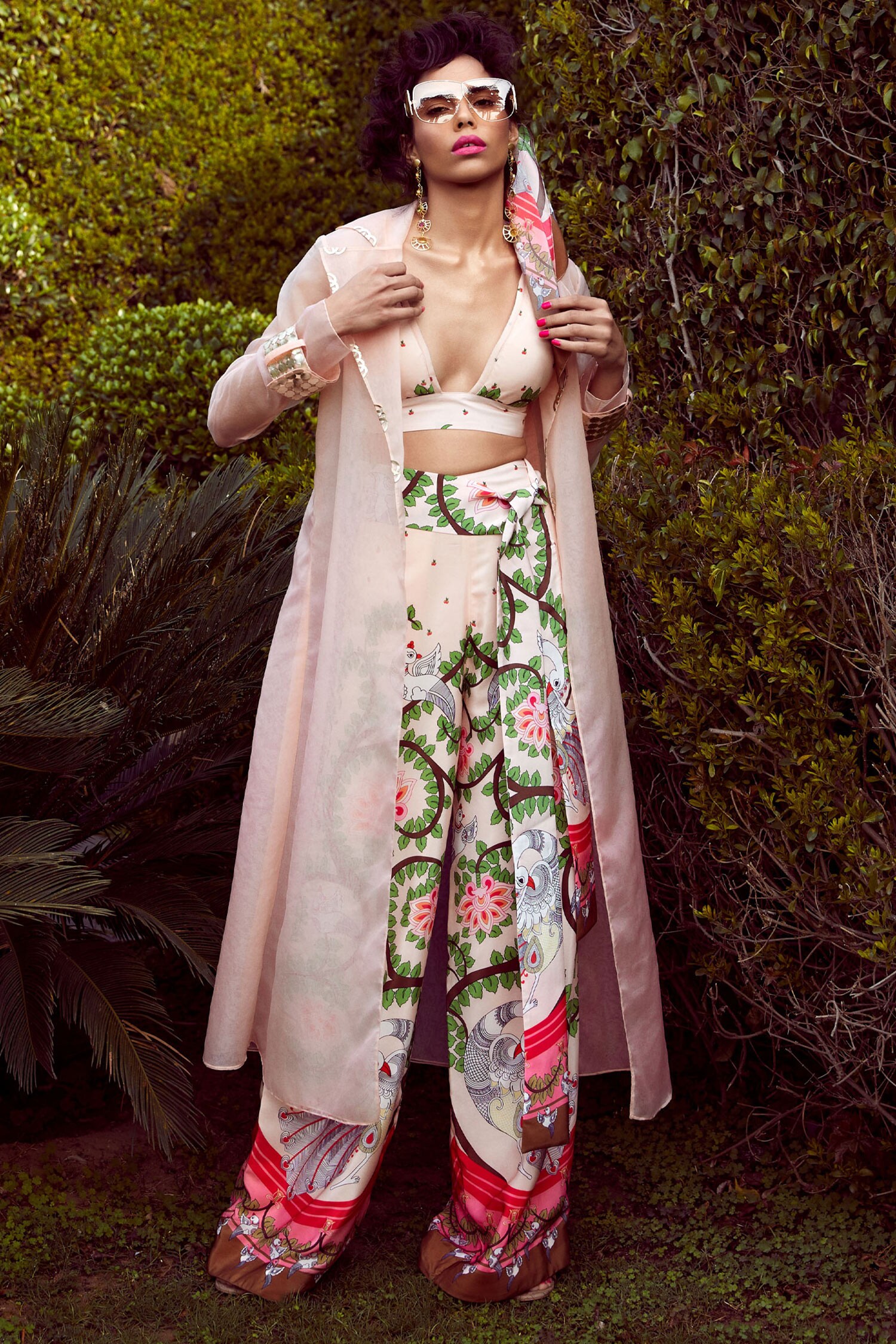 Limerick by Abirr N' Nanki Pink Embroidered Organza Jacket