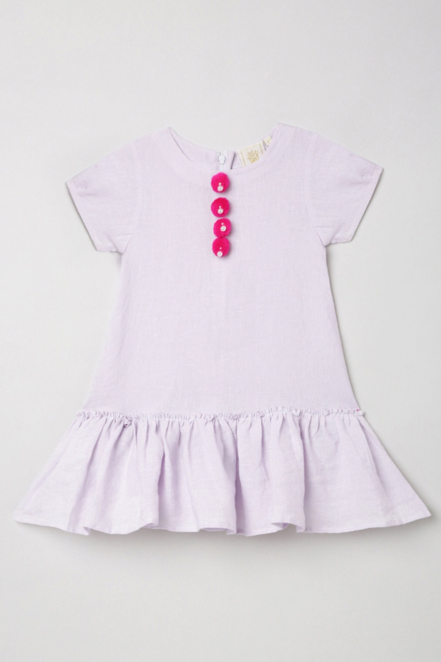 Buy Byb Premium Purple Pompom Tassel Dress For Girls Online | Aza Fashions