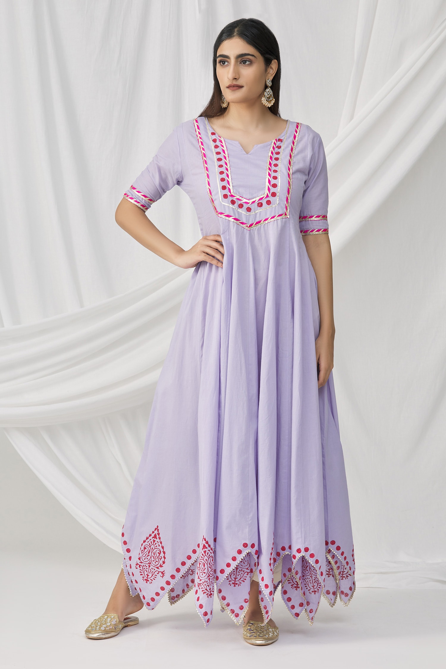 Buy Samyukta Singhania Purple Cotton Printed Tunic Online | Aza Fashions