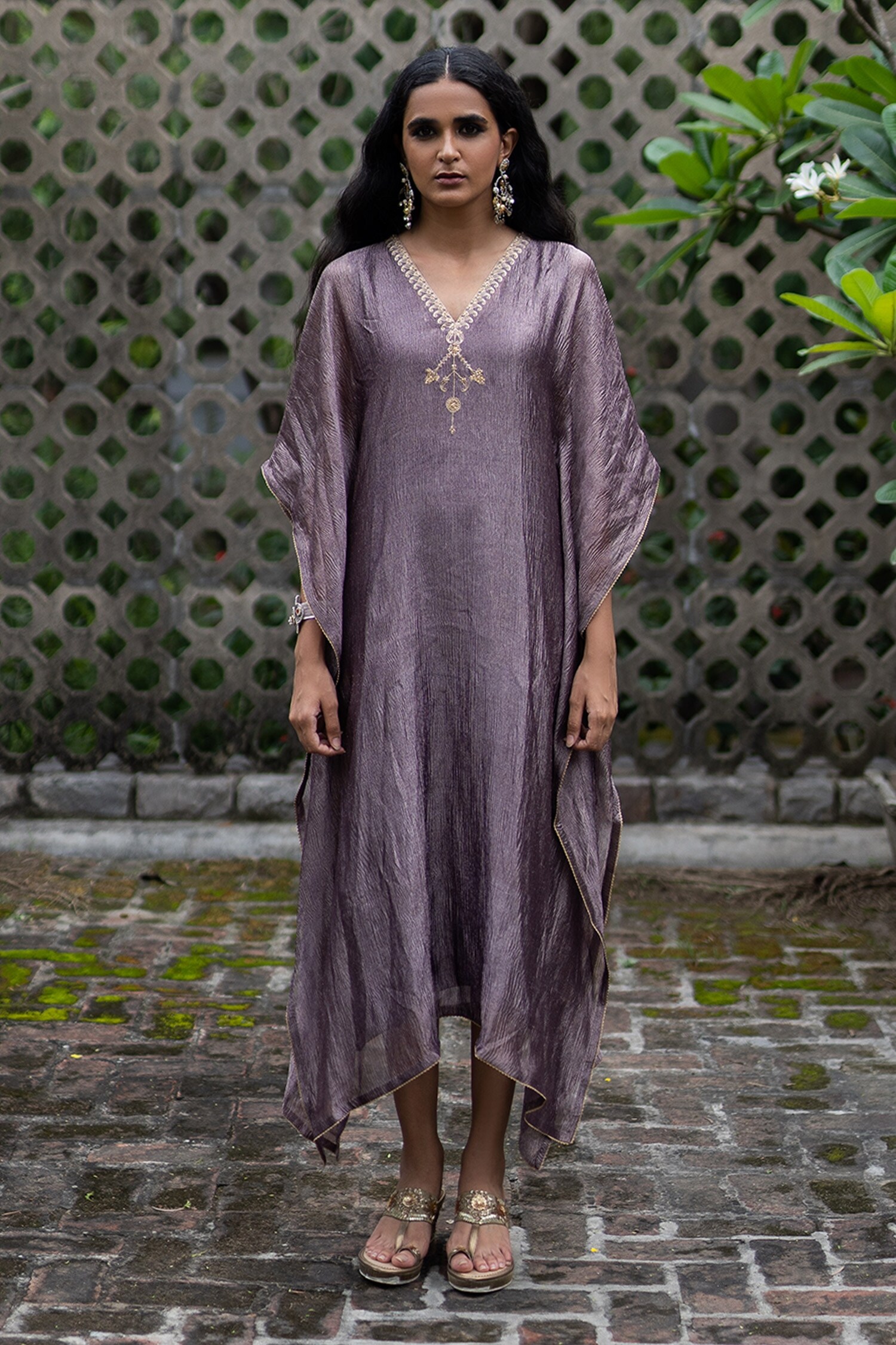 Deepthee Purple Tissue Silk Kaftan