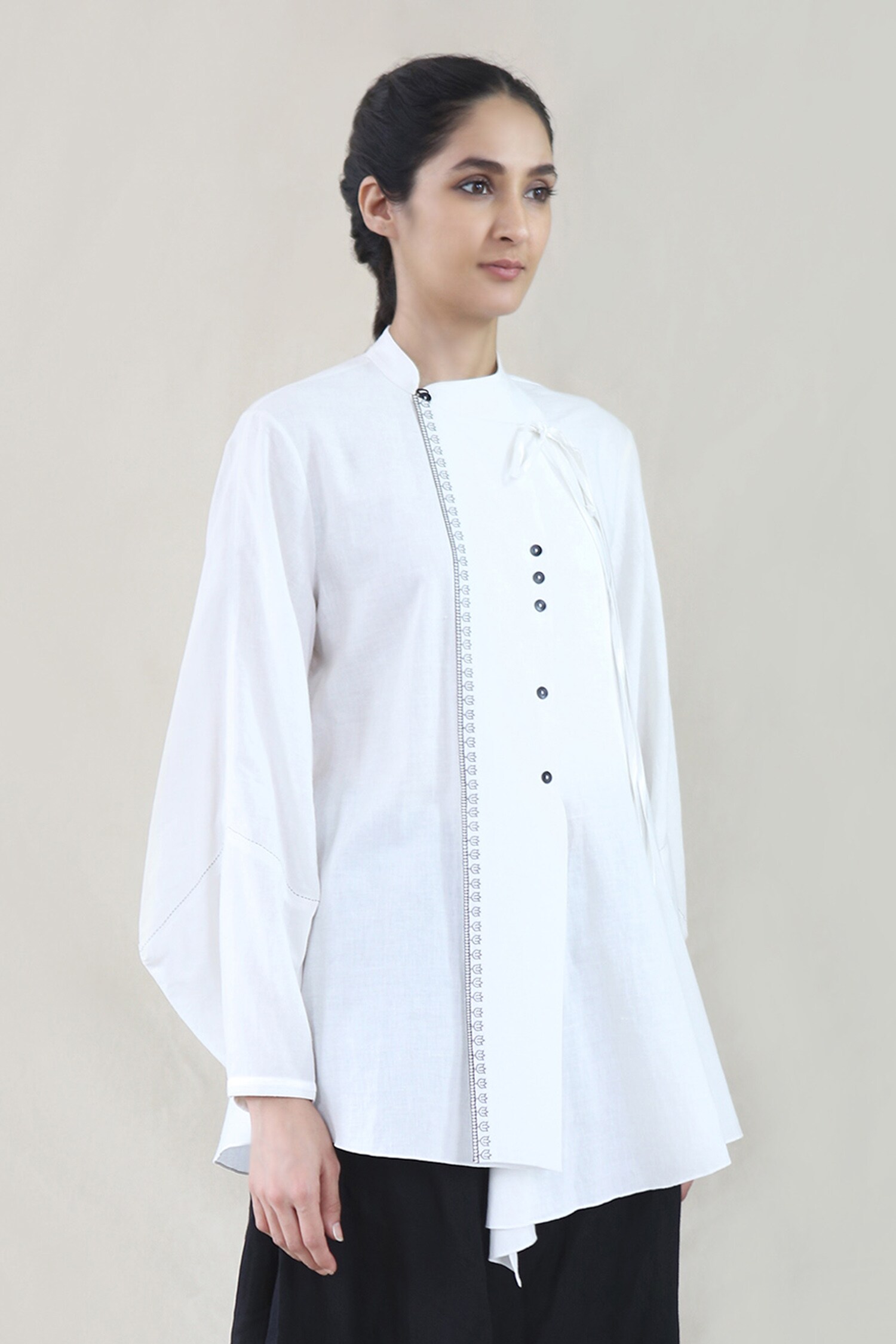 Integument White Handloom Cotton Asymmetric Tunic