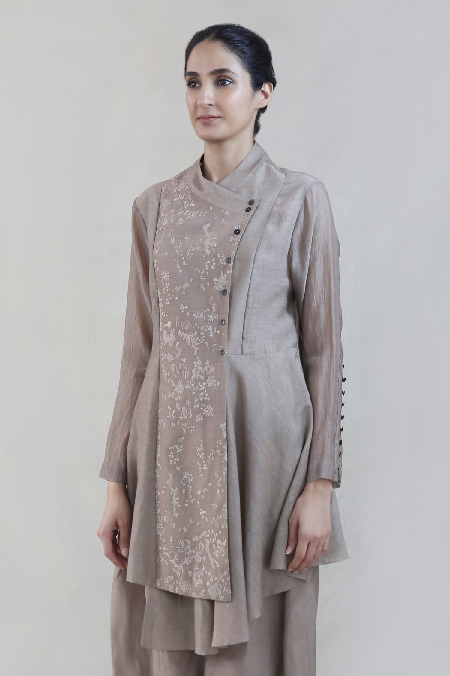 Integument Grey Handloom Cotton Asymmetric Tunic