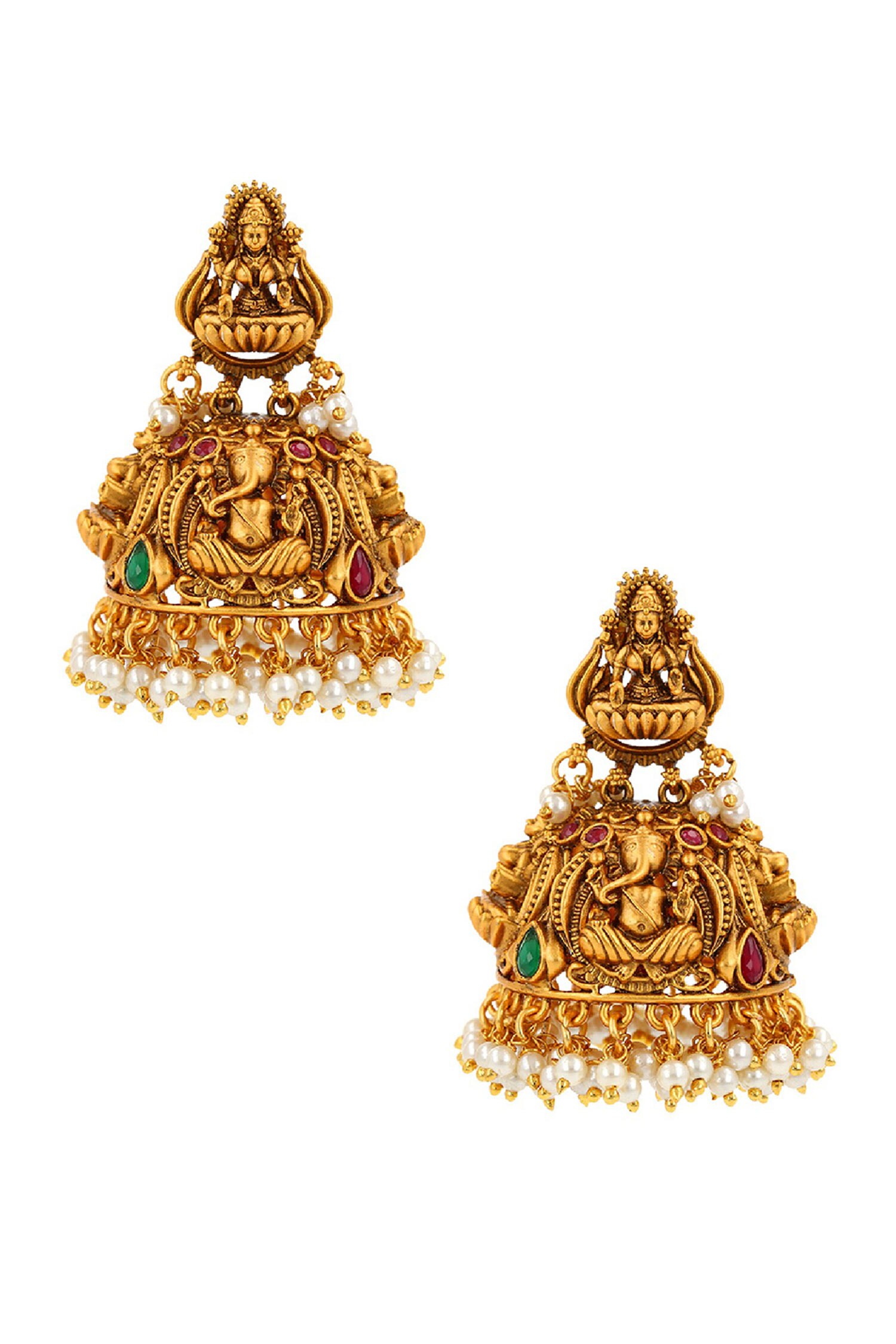 Ishhaara Carved Temple Jhumka Earrings