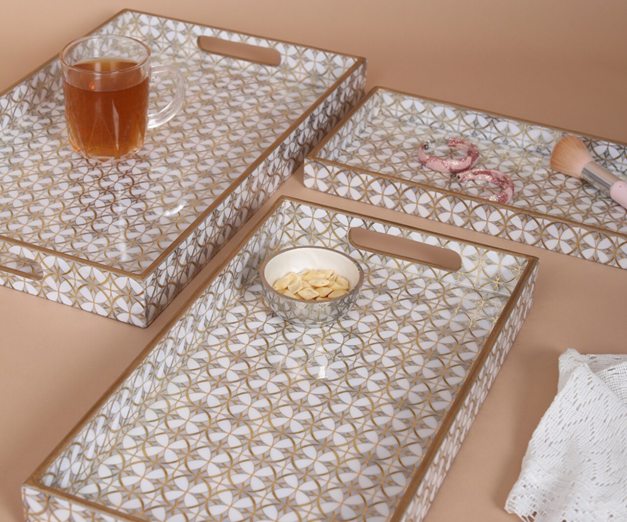 Assemblage Gold Plated Long Floral Tray (single Pc)