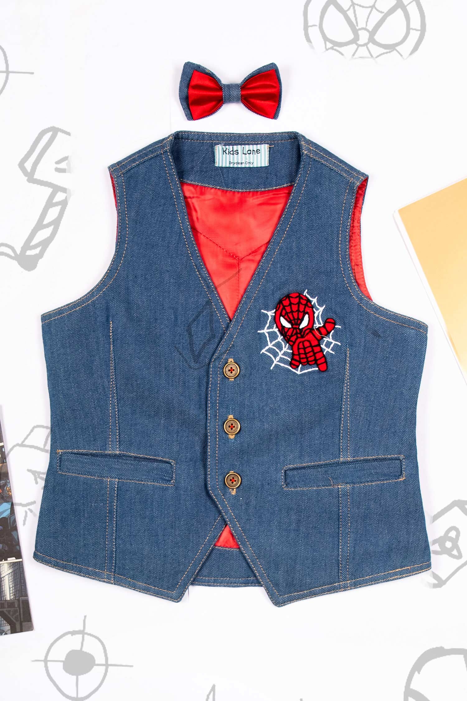 Kids Lane Blue Denim Waistcoat For Boys