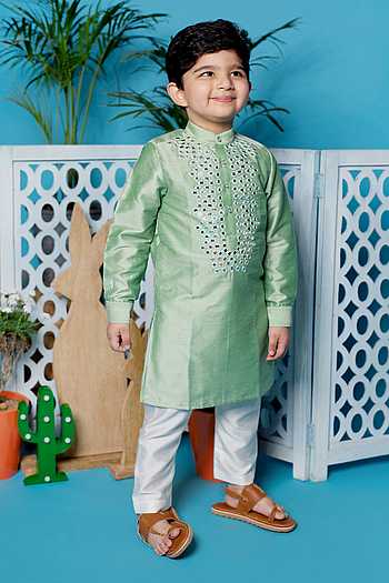 Blue mirror boys kurta set