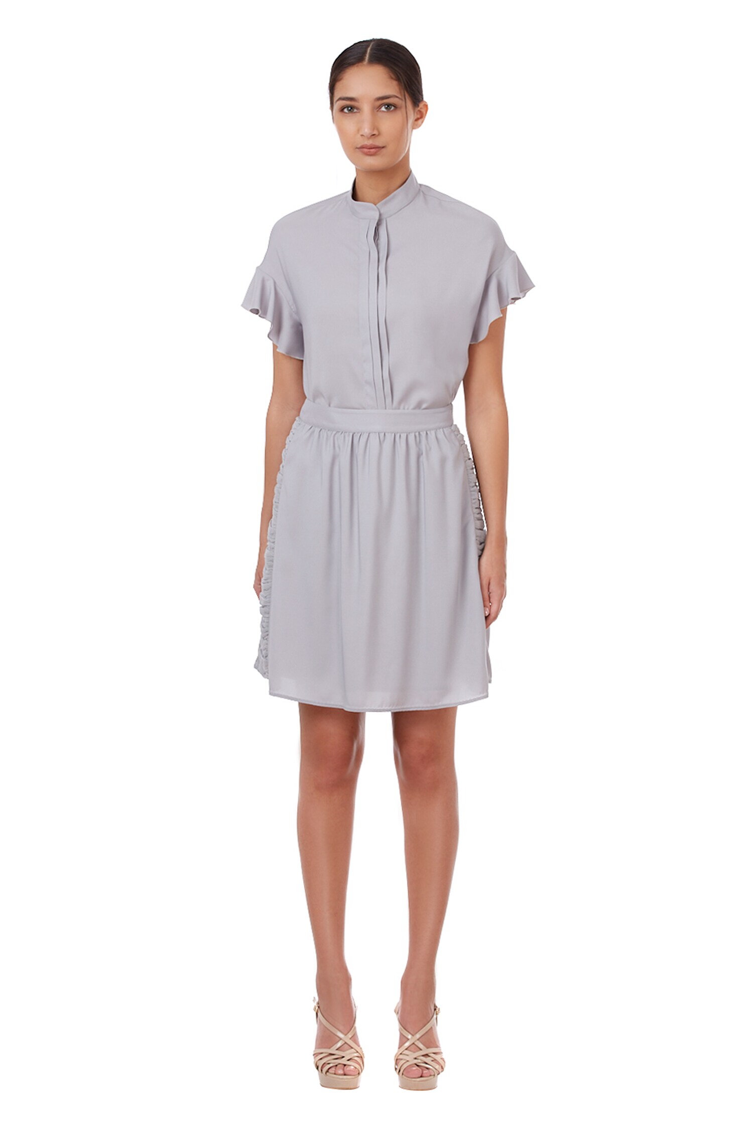 Genes Lecoanet Hemant Grey Cotton Satin Skirt