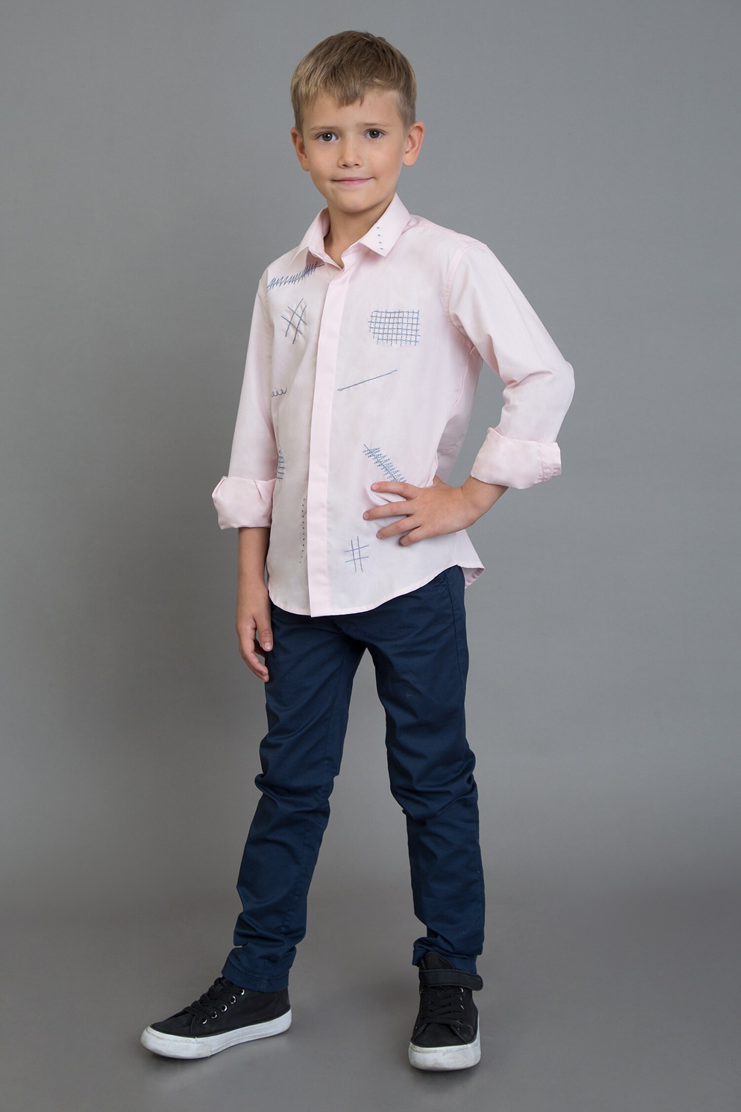 Buy Noonoo Pink Embroidered Shirt For Boys Online | Aza Fashions