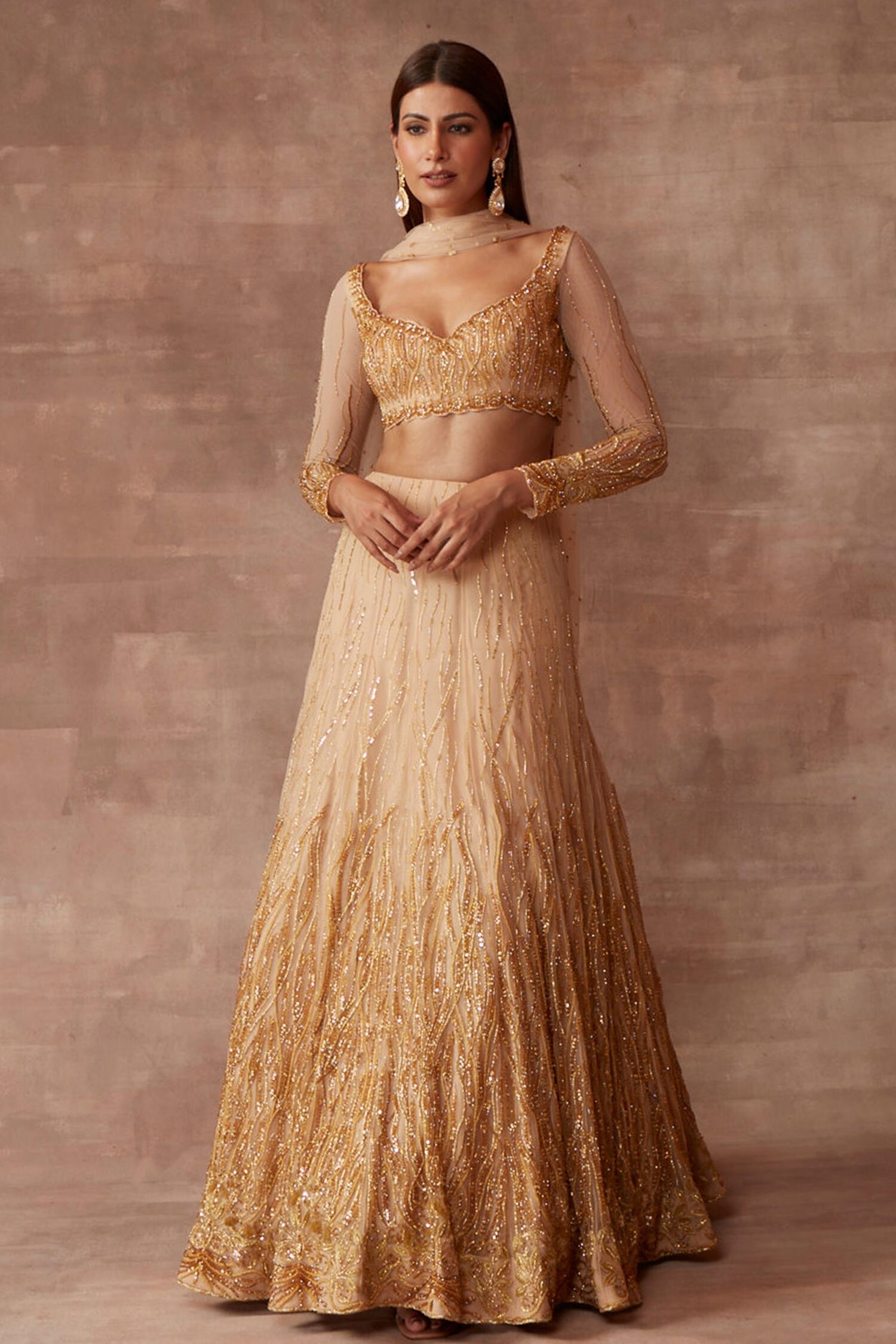 Neeta Lulla Gold Tulle Sprinkle Lehenga Set